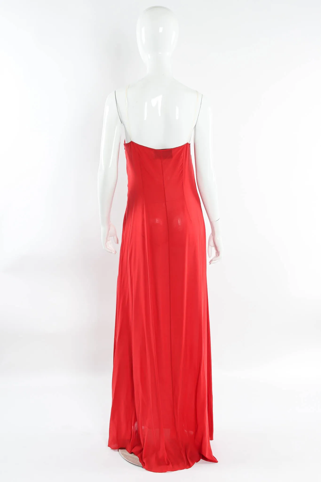 Rose Flocked Velvet Silk Panel Dress