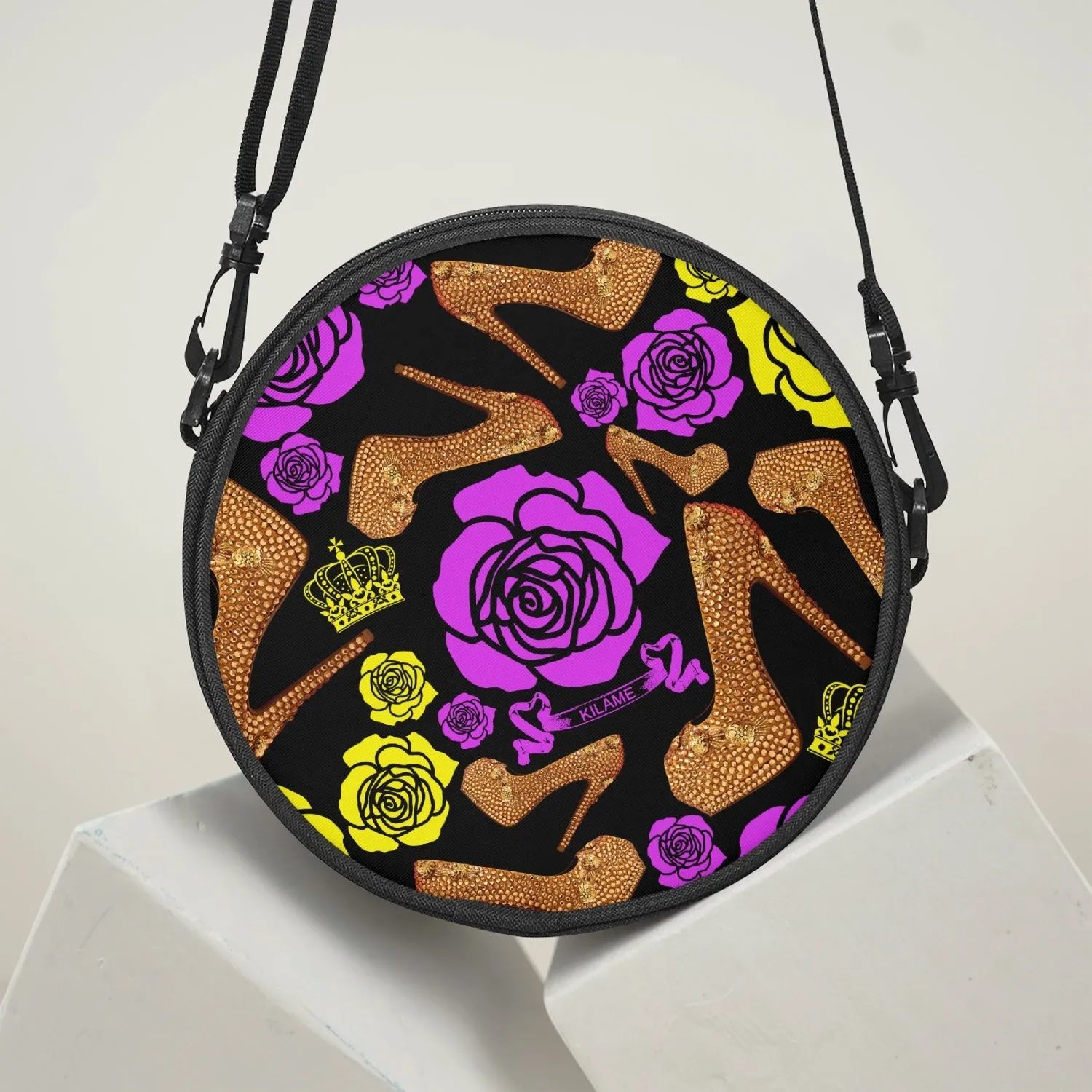 Round Satchel Bag 'Purple Gold'
