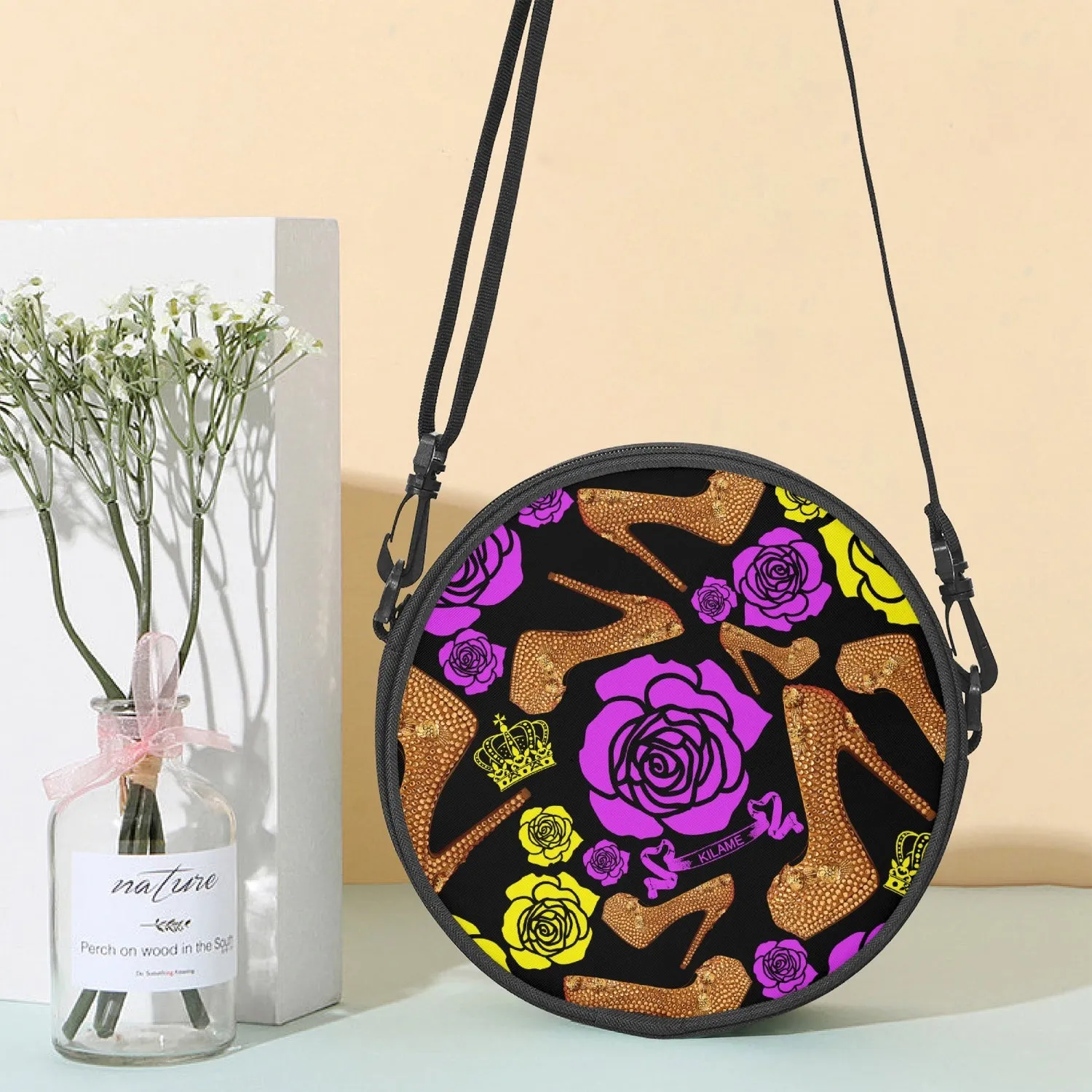 Round Satchel Bag 'Purple Gold'