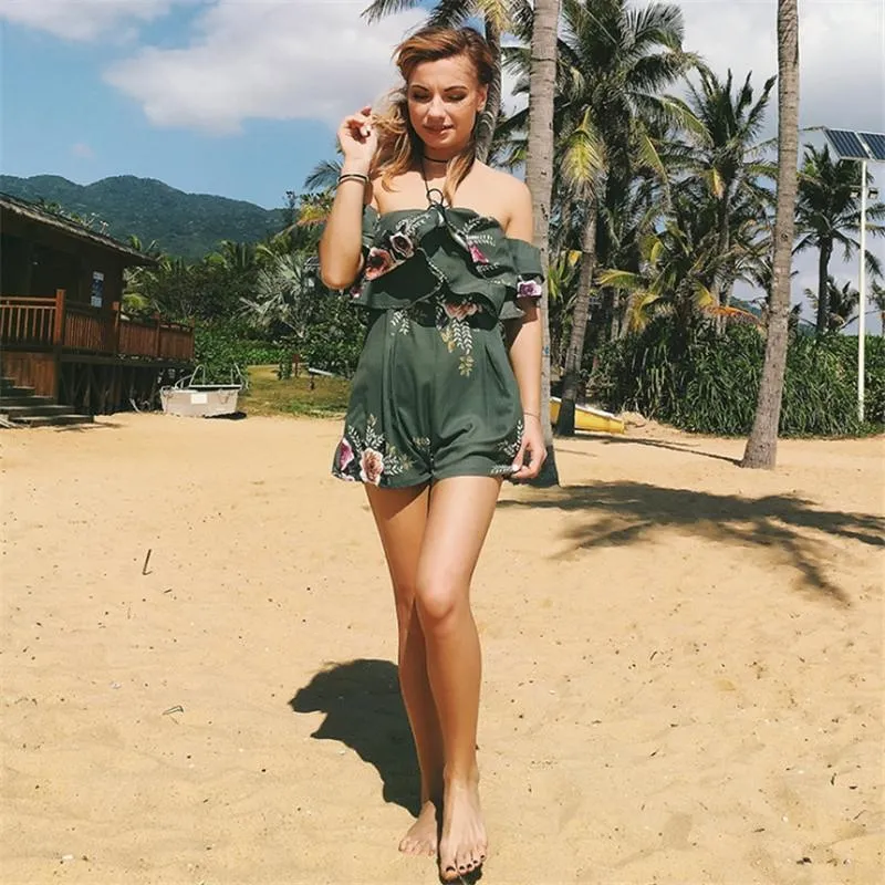 Ruffled Off-Shoulder Romper