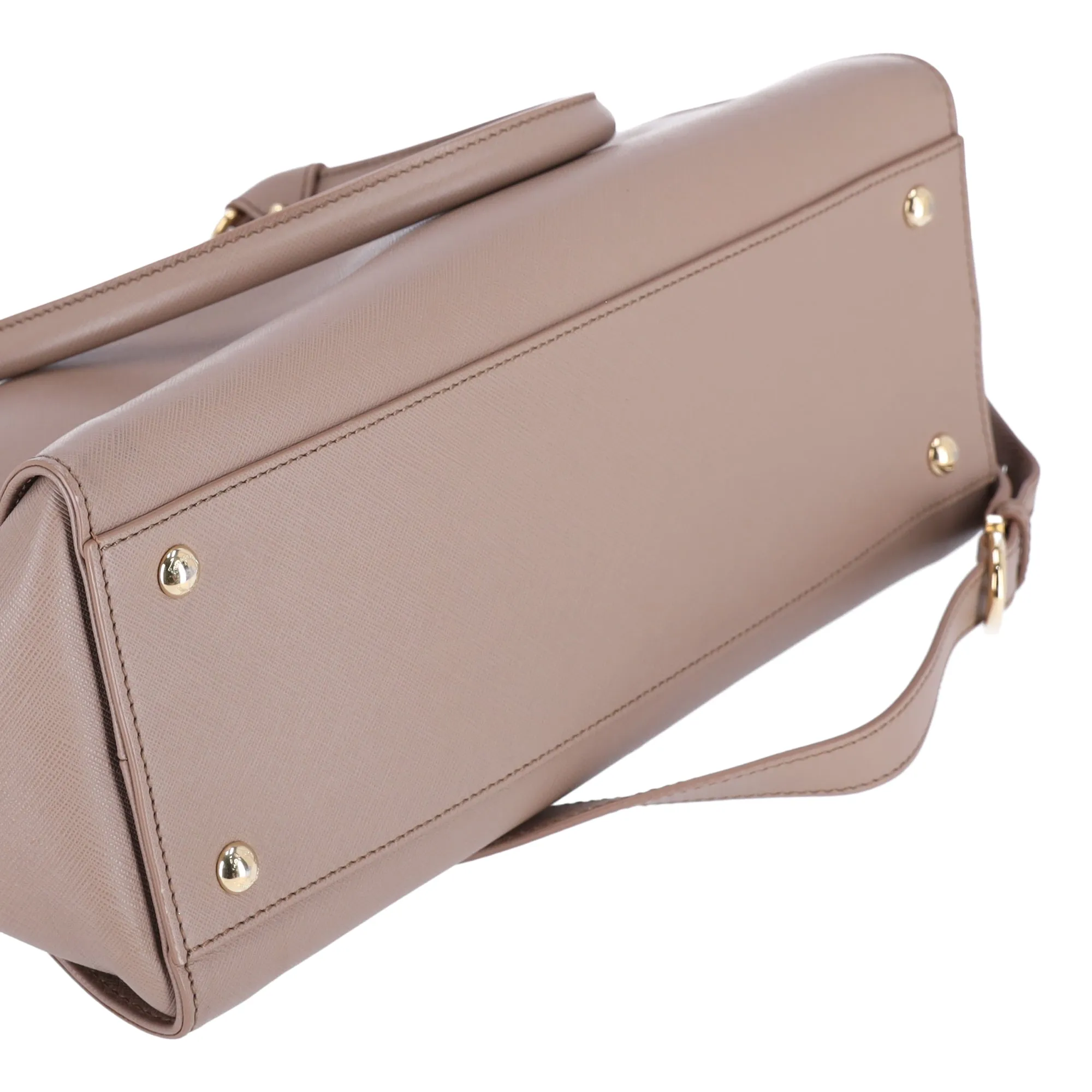 Salvatore Ferragamo Beky Triple Compartment Tote Taupe Saffiano Leather