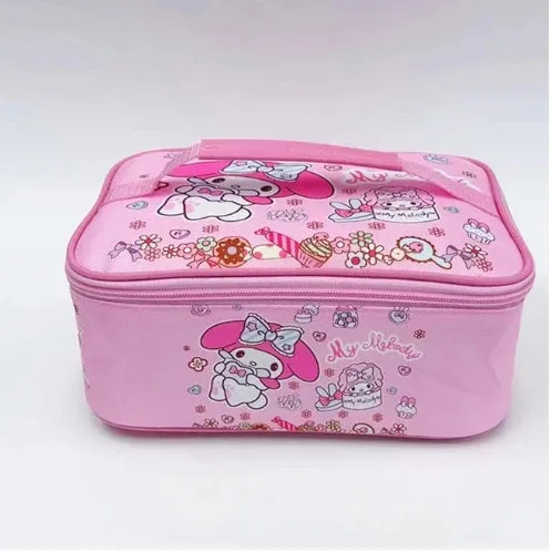 Sanrio Cartoon Character Insulated Lunch Bag - Water-Resistant Canvas Cooler Box with Cute Kawaii  Perfect Daily Storage Satchel