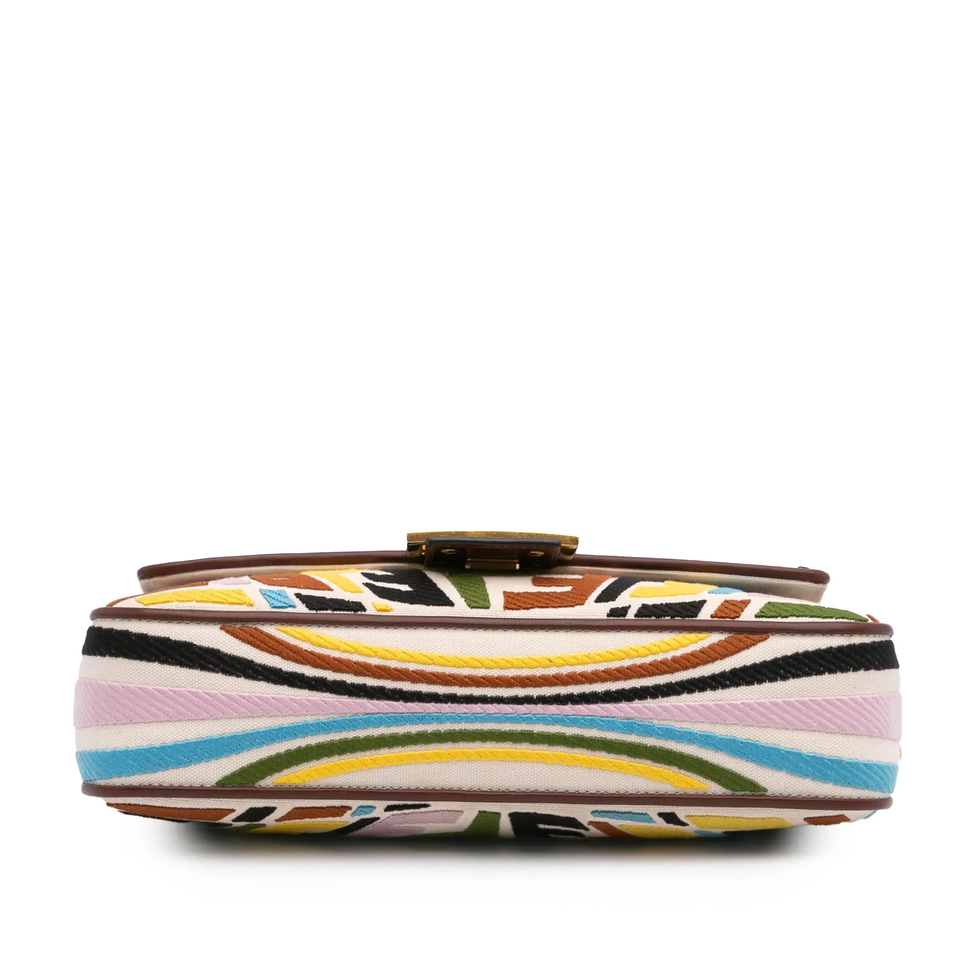 Sarah Coleman Zucca Embroidered Canvas Fish Eye Vertigo Baguette Satchel