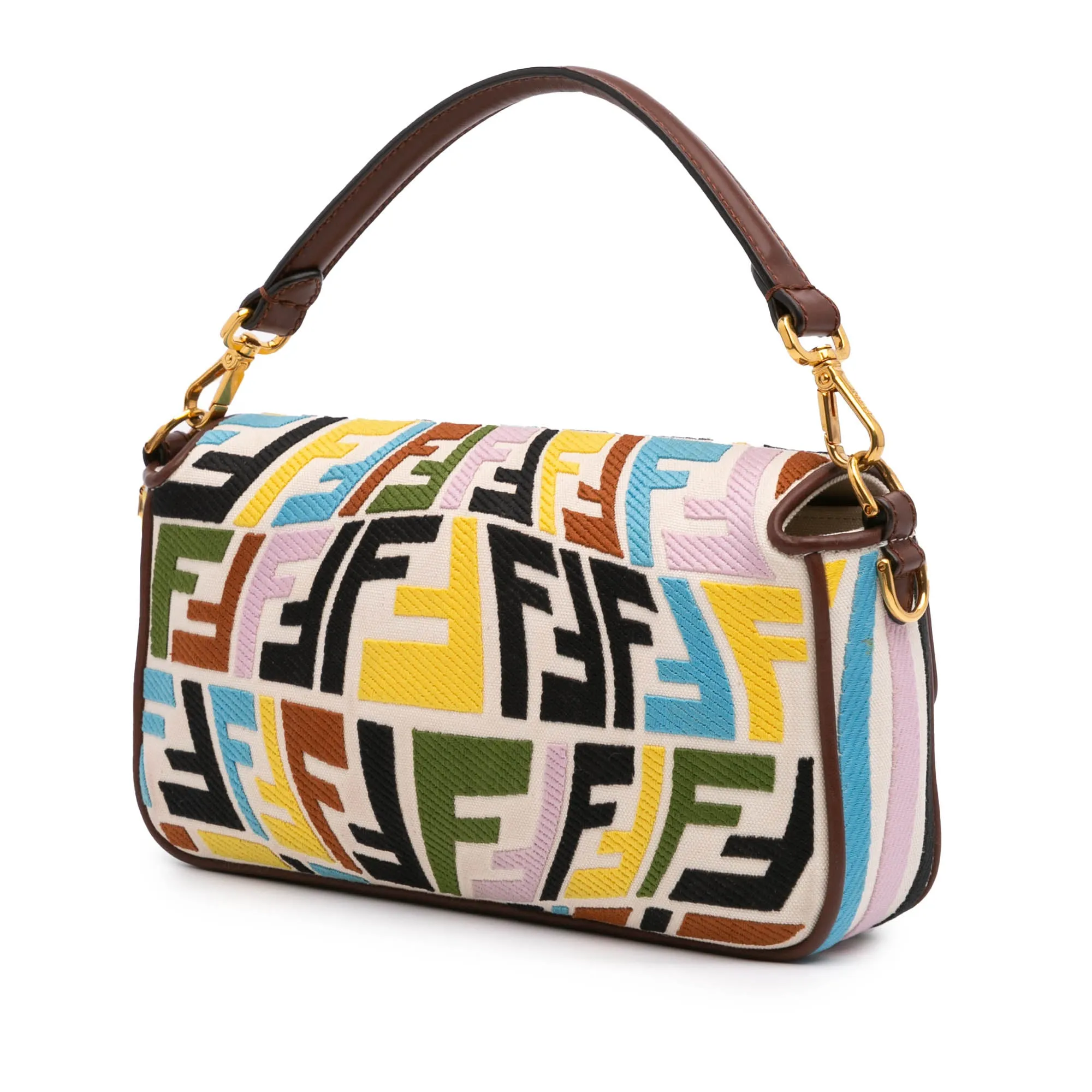 Sarah Coleman Zucca Embroidered Canvas Fish Eye Vertigo Baguette Satchel