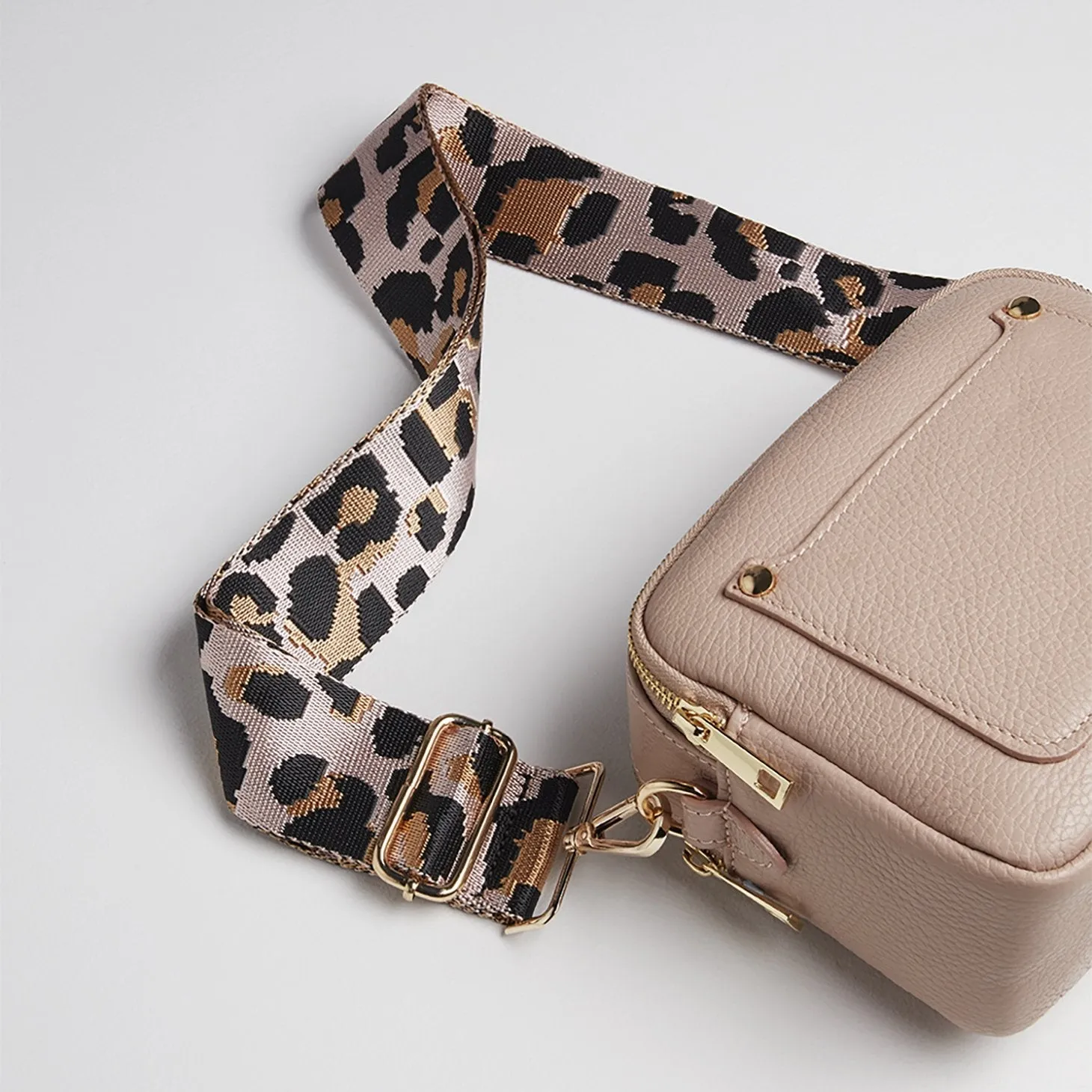 Sienna Crossbody Bag in Blush with Light Pink Leopard Print Strap