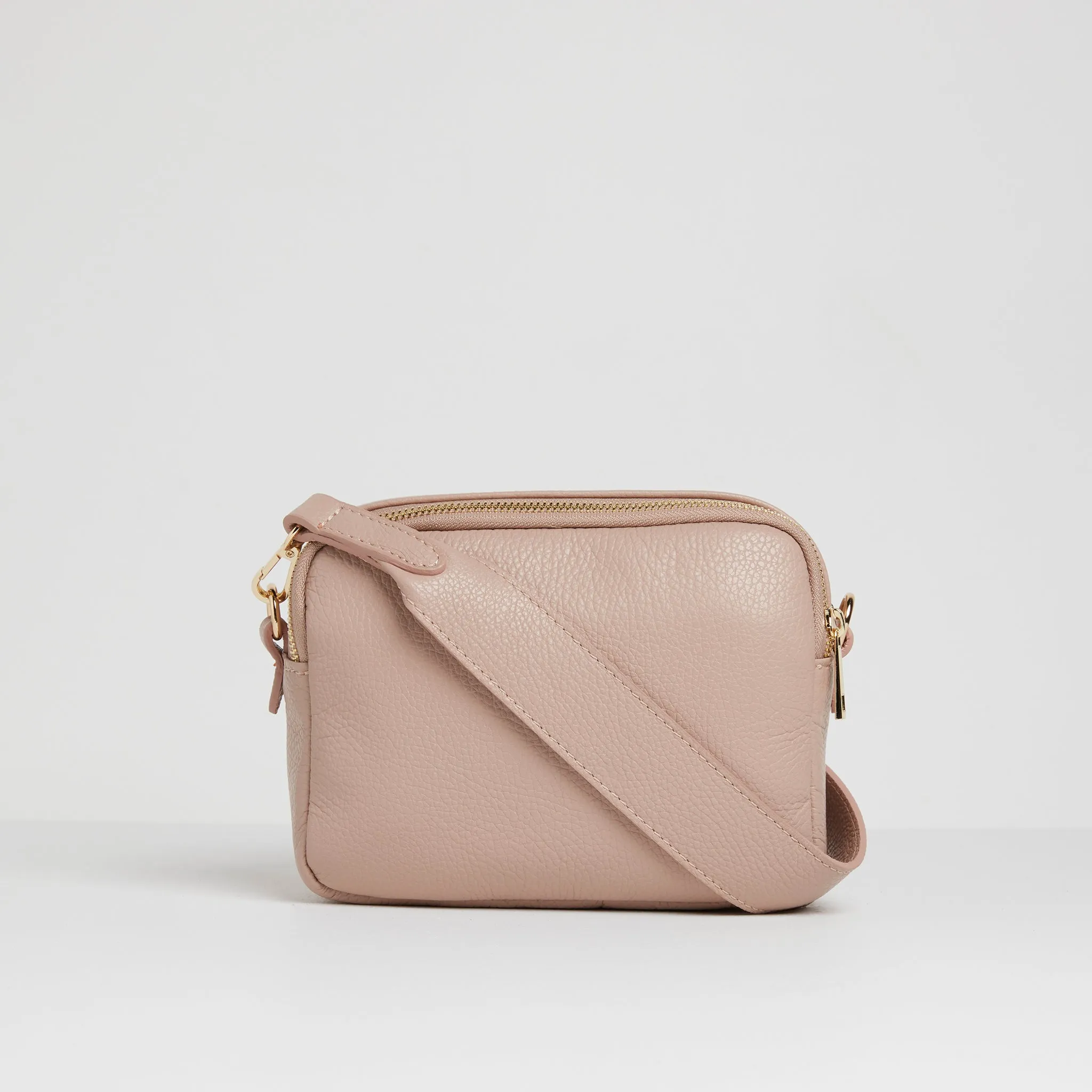 Sienna Crossbody Bag in Blush with Light Pink Leopard Print Strap