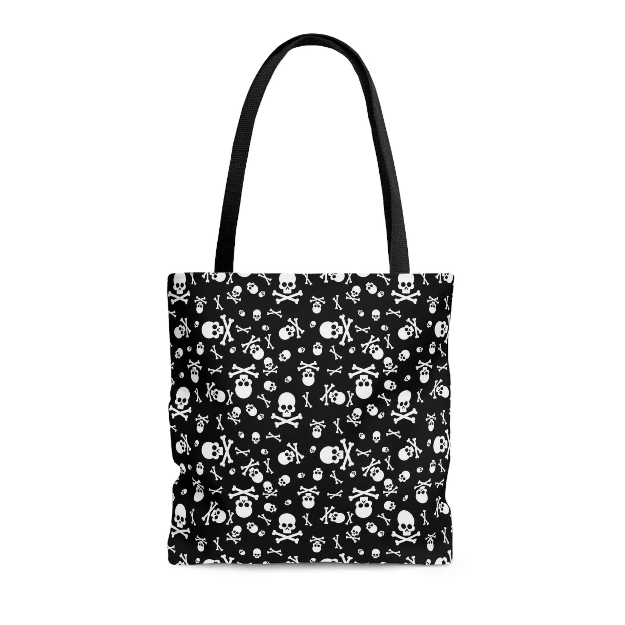 Skull and Crossbones Tote Bag, Goth Tote Bag, Polyester Canvas Tote Bag, Shopping Bag, Reusable Tote