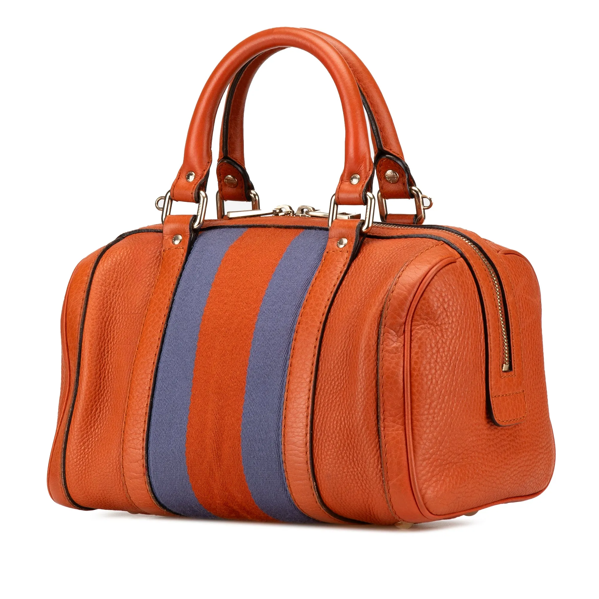 Small Leather Web Joy Boston Bag
