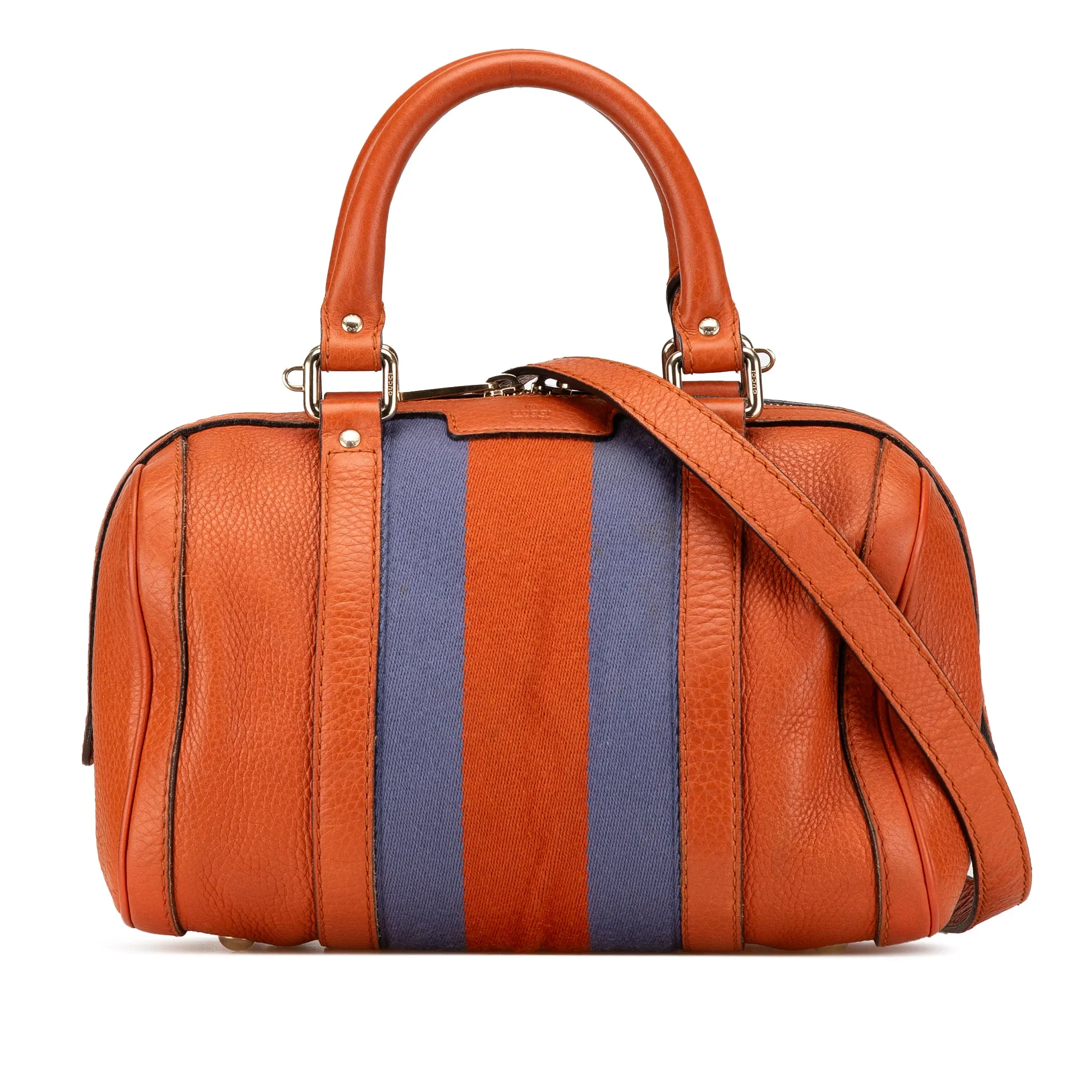 Small Leather Web Joy Boston Bag