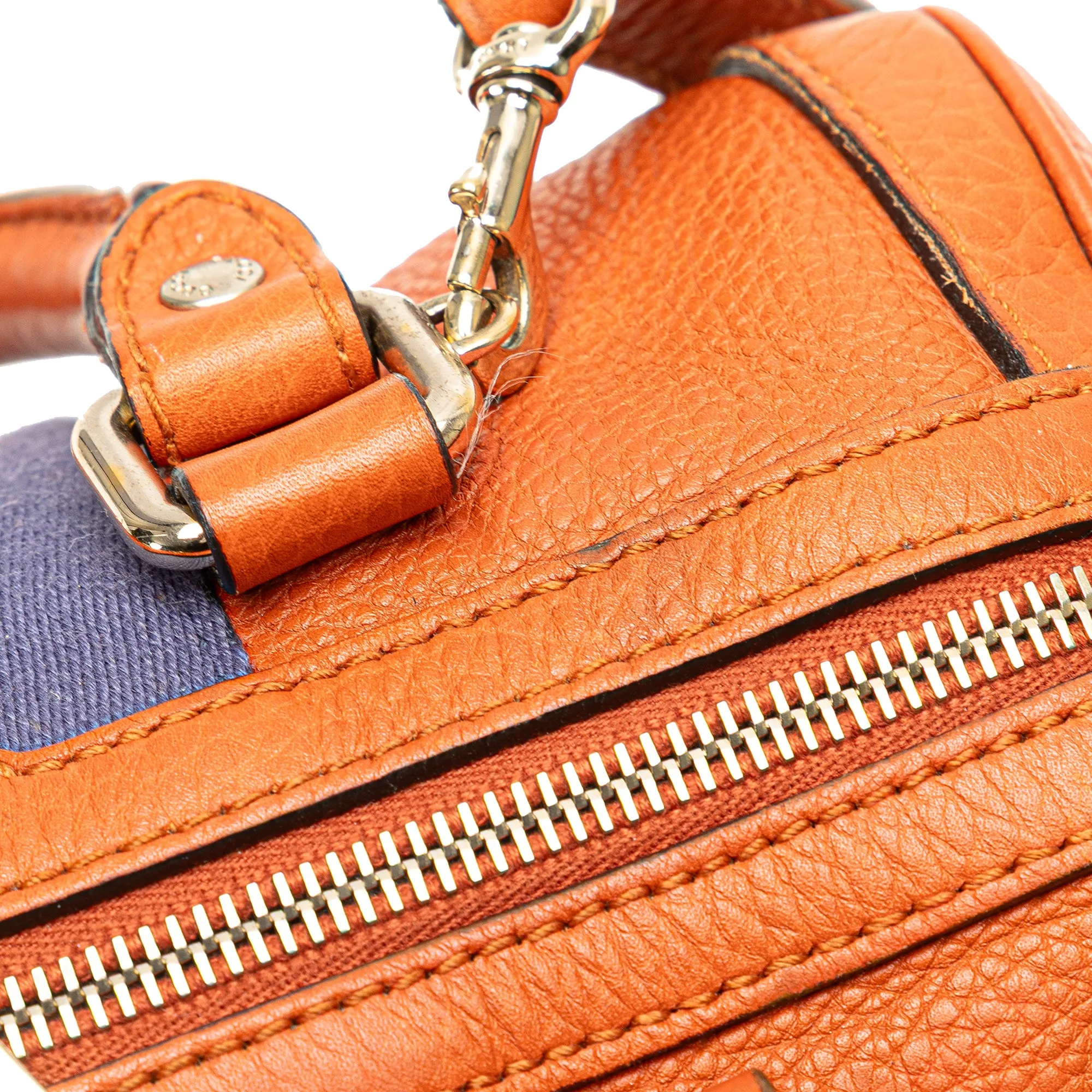 Small Leather Web Joy Boston Bag