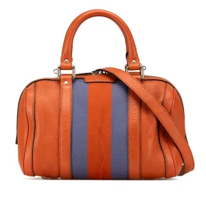 Small Leather Web Joy Boston Bag
