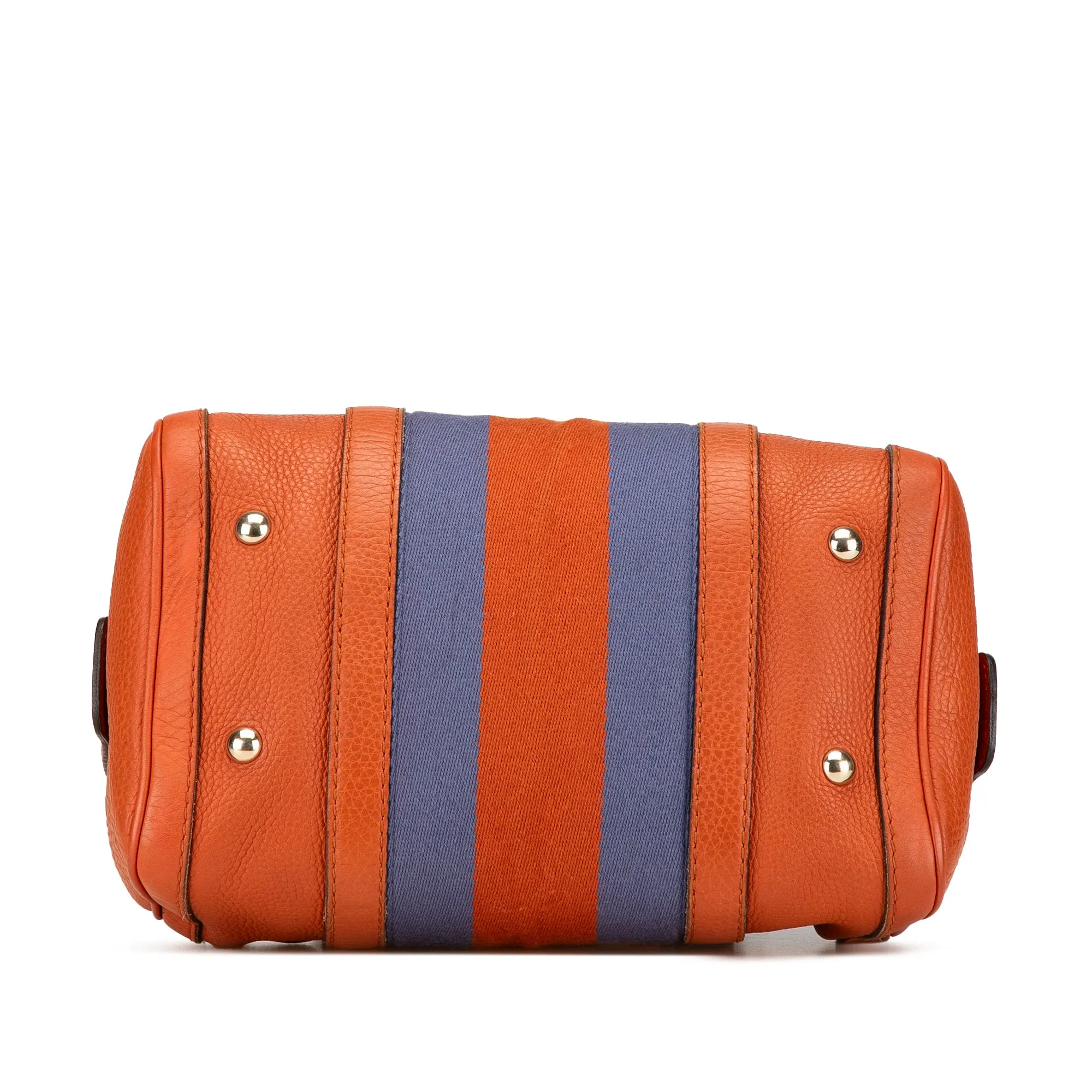 Small Leather Web Joy Boston Bag