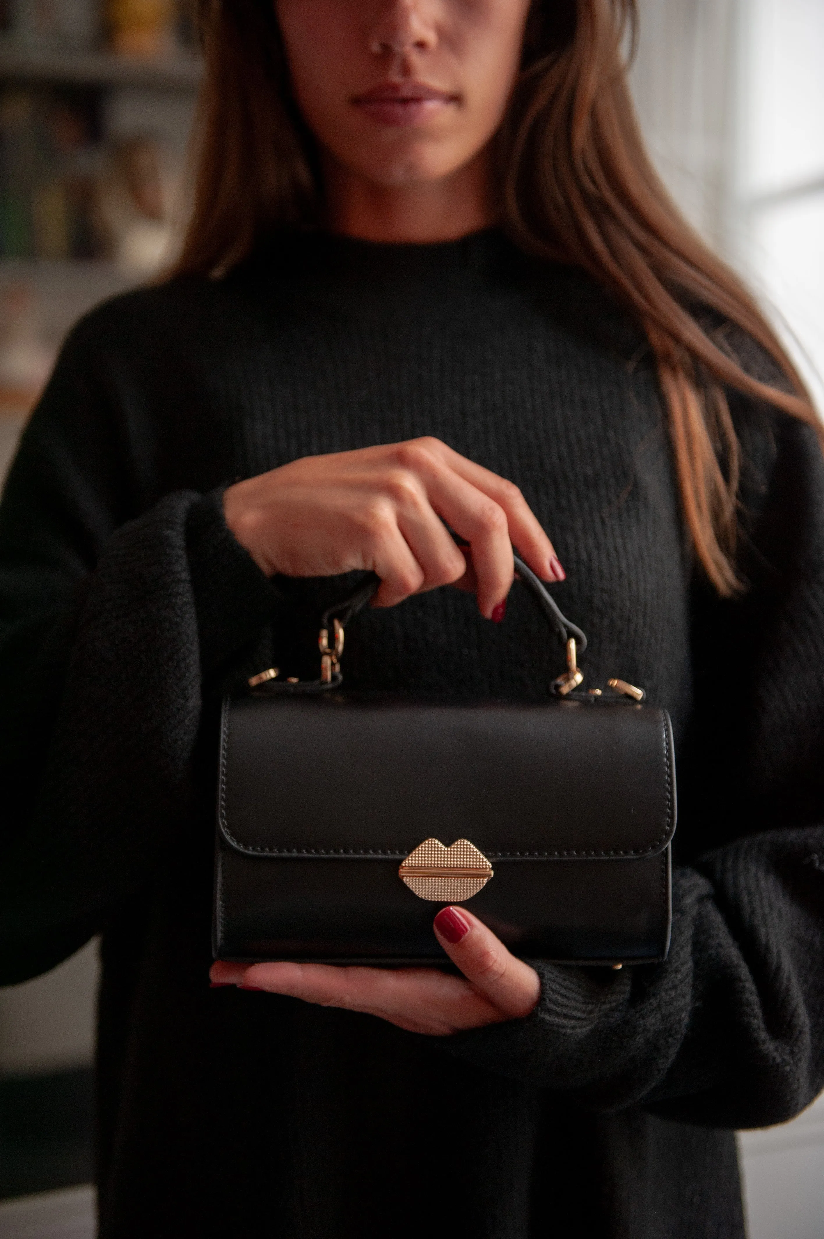 Small Satchel-Sealed With A Kiss Noir