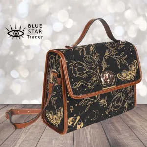 Snake and Moths Black Canvas Purse
