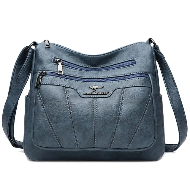 Soft Leather Women Crossbody Tote Bag