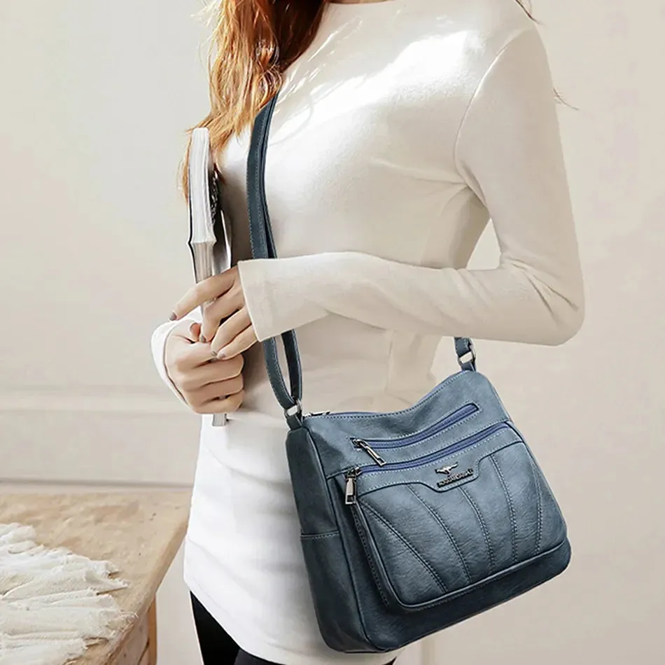 Soft Leather Women Crossbody Tote Bag