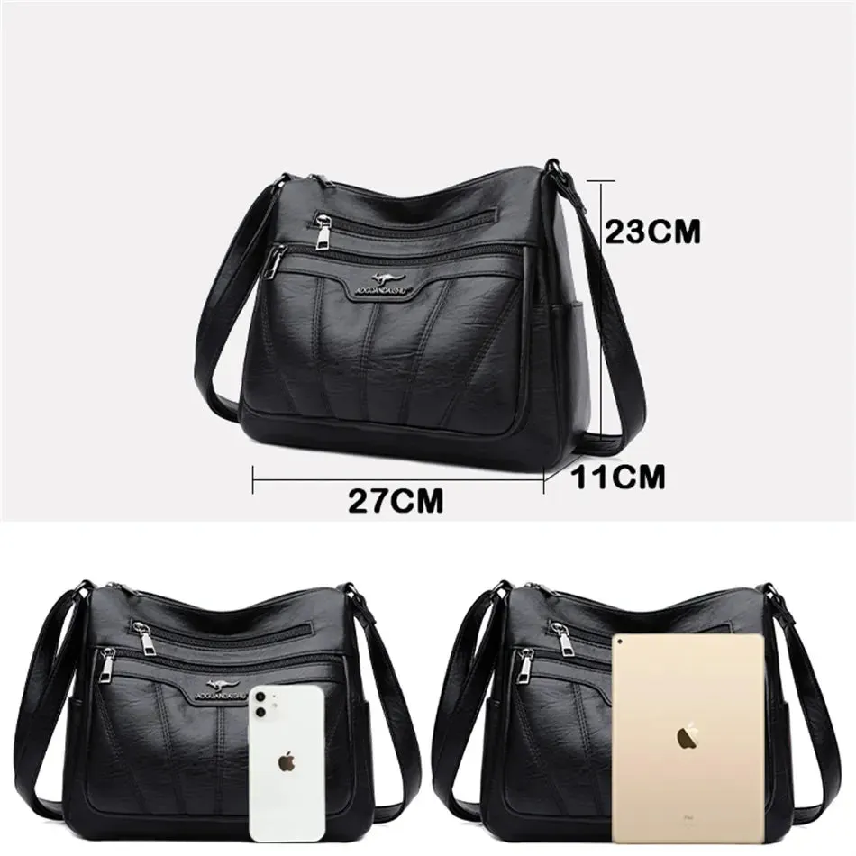 Soft Leather Women Crossbody Tote Bag