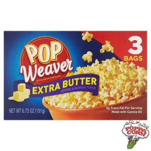 ***Sold out***Pop Weaver Extra Butter Microwave Popcorn Case of 36 (12 x 3 Bags)