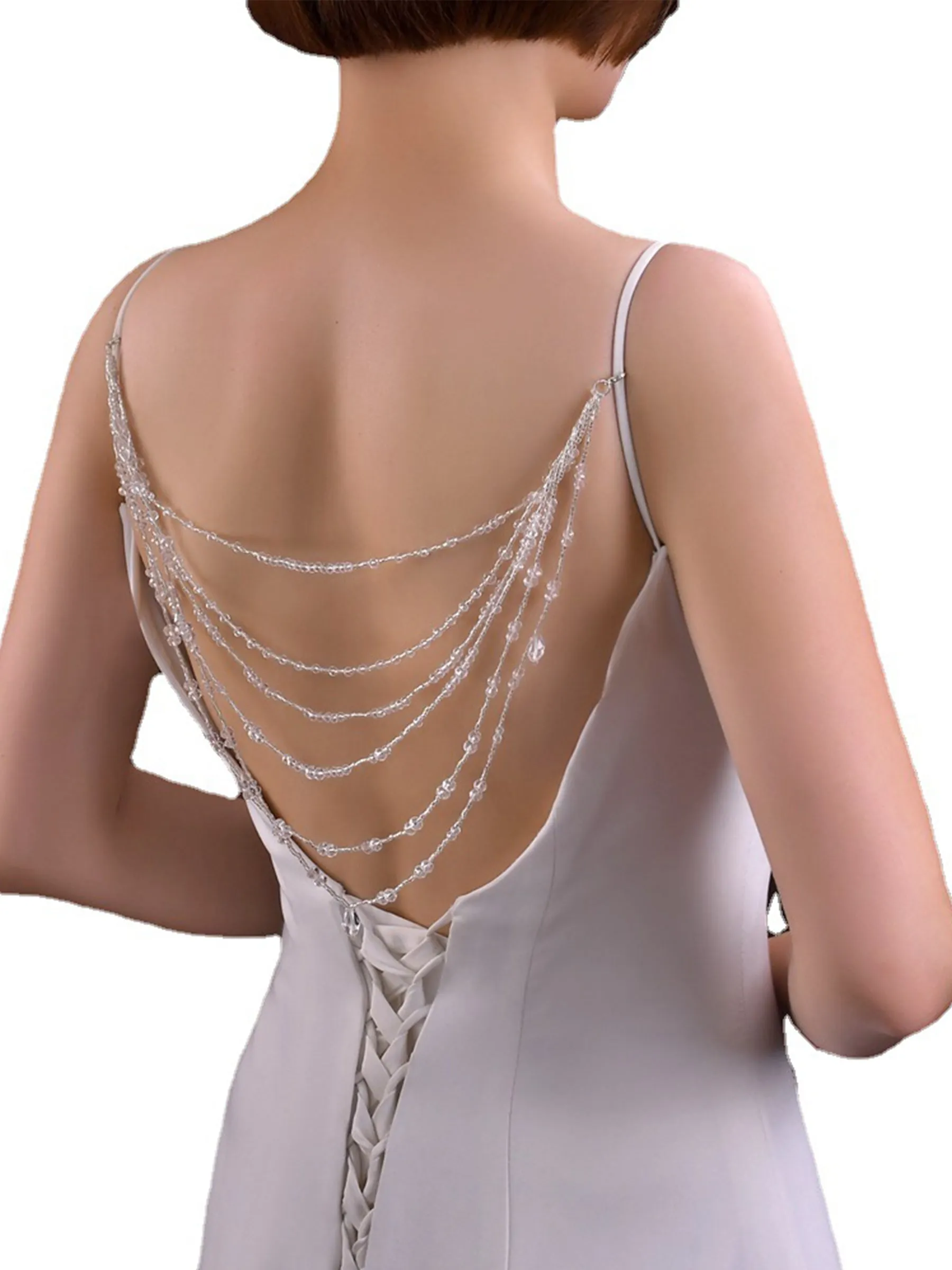 Sparkly Crystal Shoulder Chain with Detachable Layered Tassels