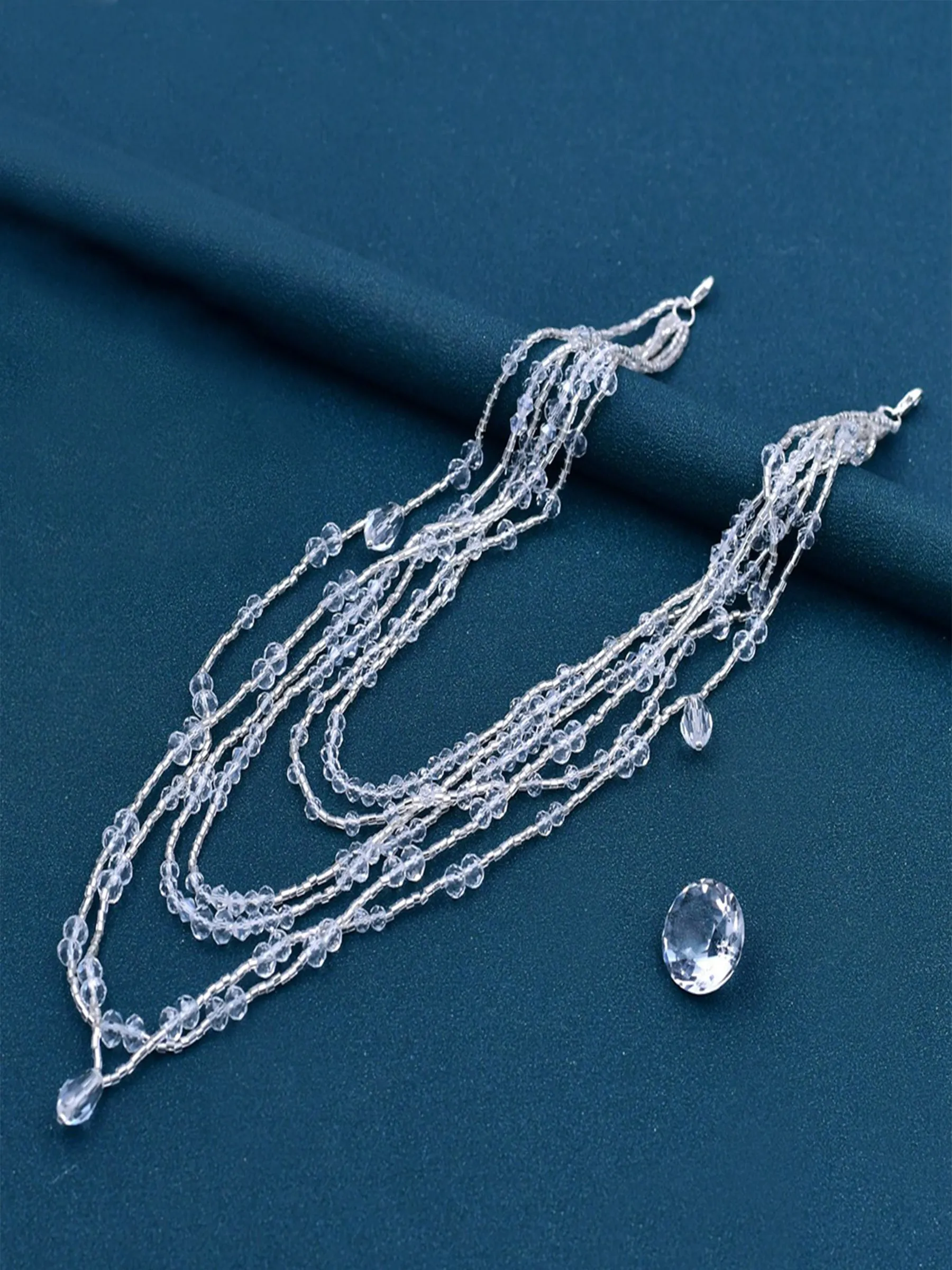 Sparkly Crystal Shoulder Chain with Detachable Layered Tassels