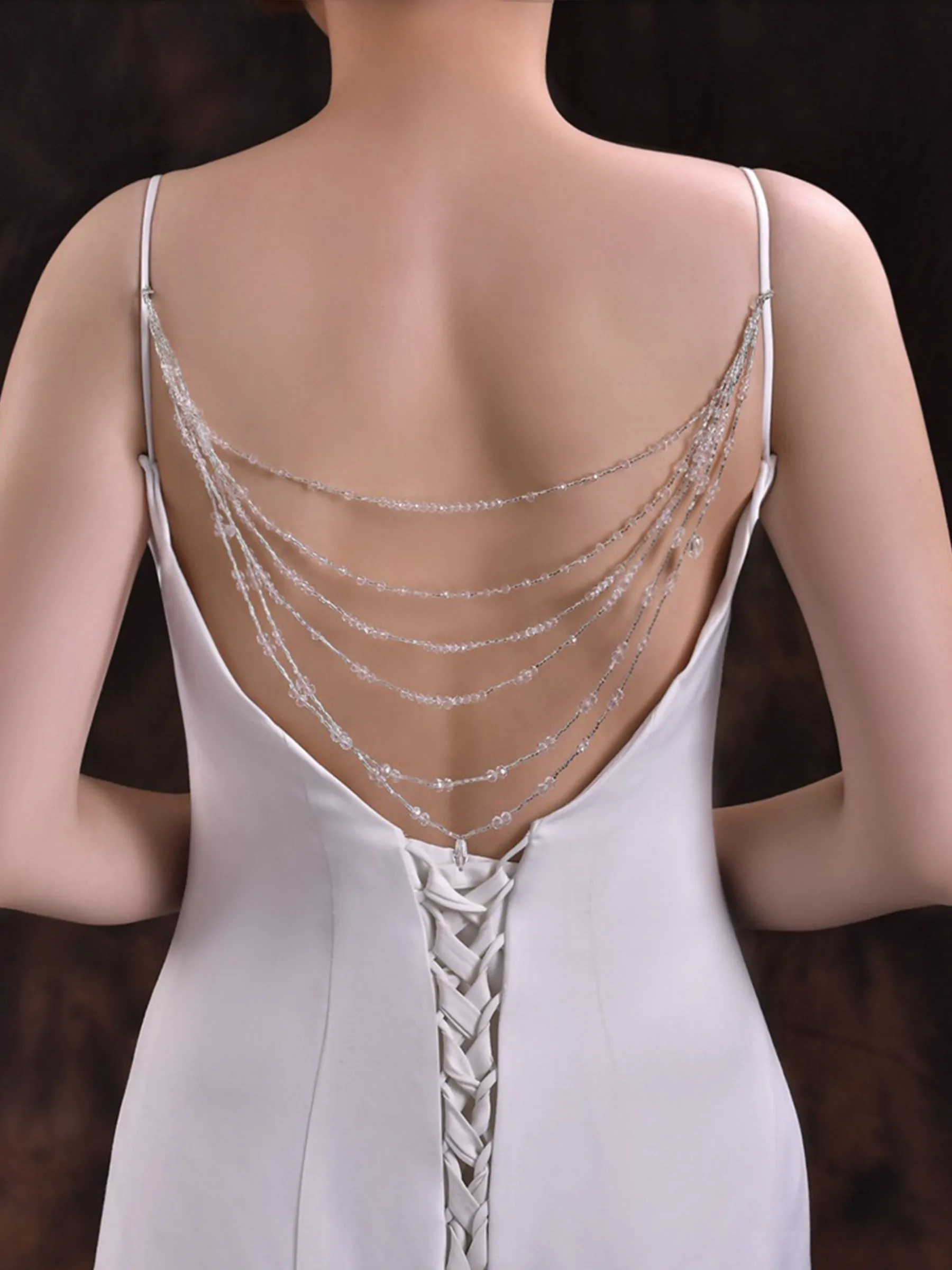 Sparkly Crystal Shoulder Chain with Detachable Layered Tassels