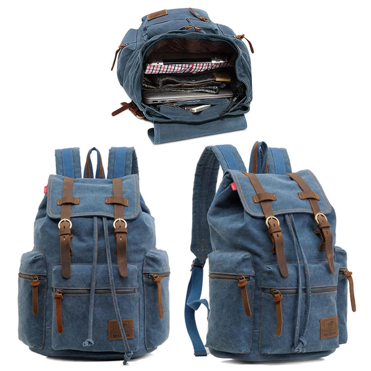 Stylish Blue Canvas Shoulder Bag Mens Travel Crossbody Messenger Tote Bag