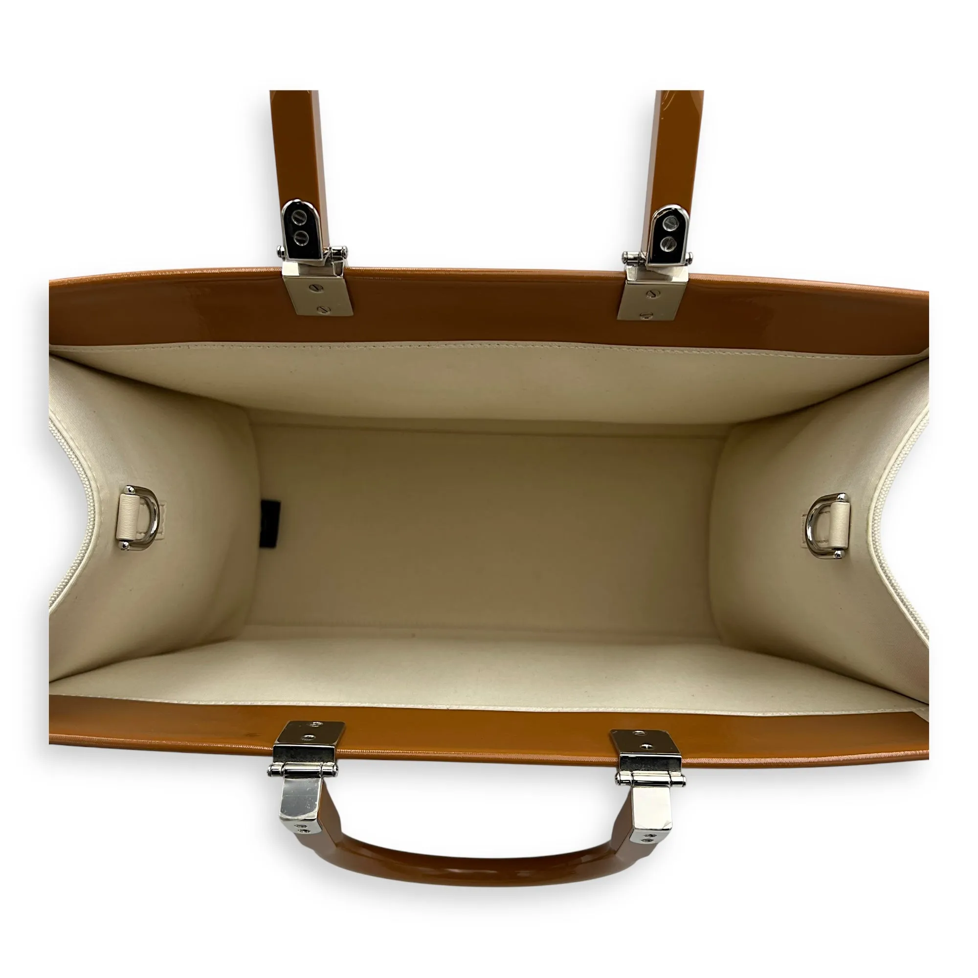 Sunshine Tote Bag Brown in Canvas, Silver hardware