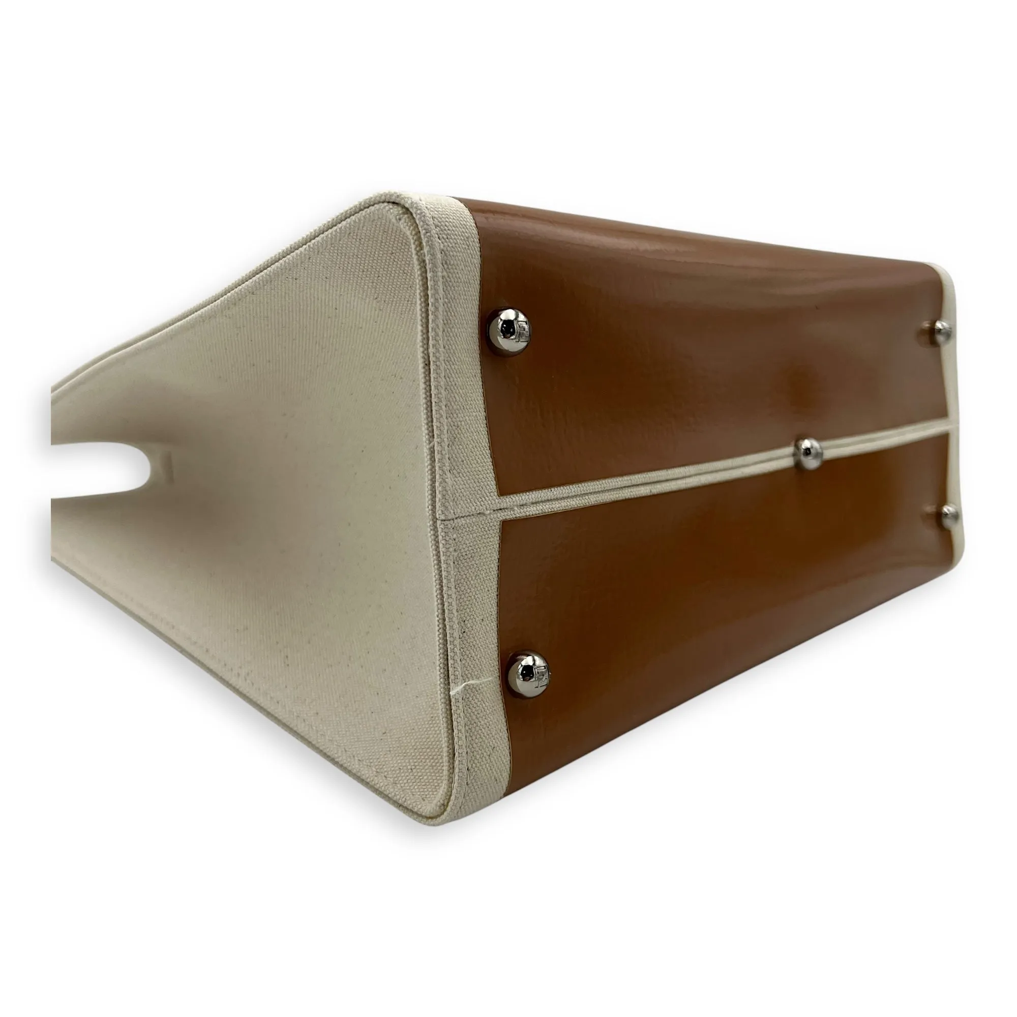 Sunshine Tote Bag Brown in Canvas, Silver hardware