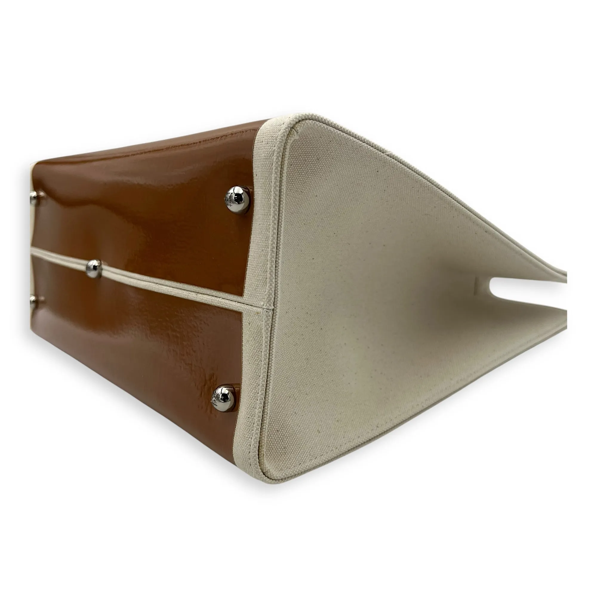 Sunshine Tote Bag Brown in Canvas, Silver hardware