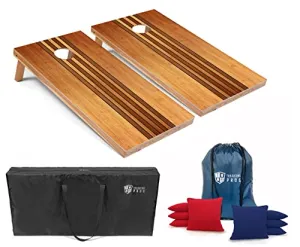 Tailgating Pros Cornhole Boards - 4'x2' Wooden Cornhole Game w/Carrying Case & Set of 8 Cornhole Bean Bags w/Tote