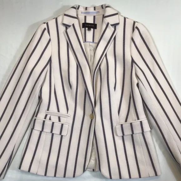 Talbots Aberdeen Womens Knit Blazer Size 6 Textured Ponte Striped Jacket