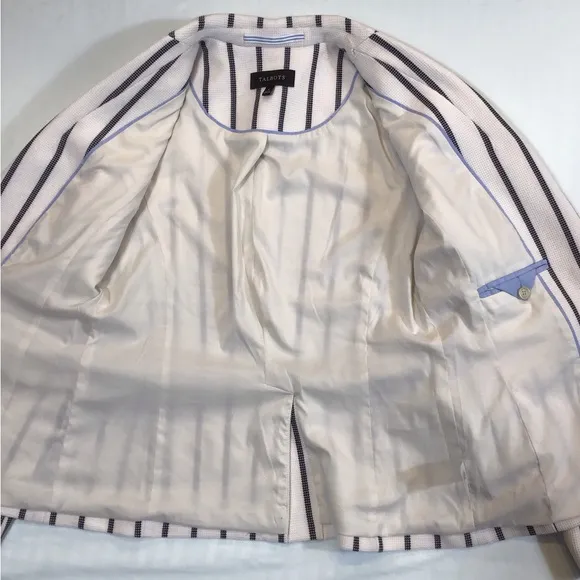 Talbots Aberdeen Womens Knit Blazer Size 6 Textured Ponte Striped Jacket