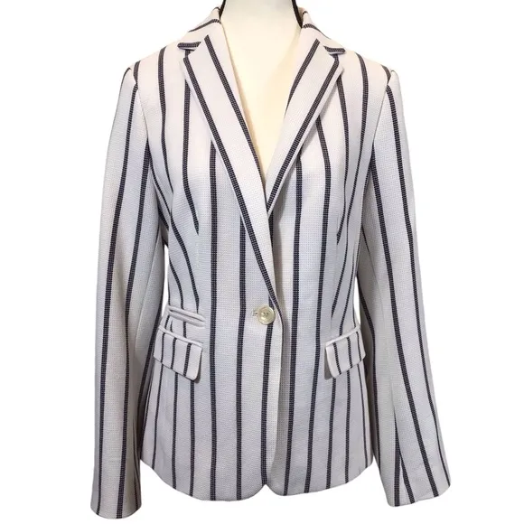 Talbots Aberdeen Womens Knit Blazer Size 6 Textured Ponte Striped Jacket