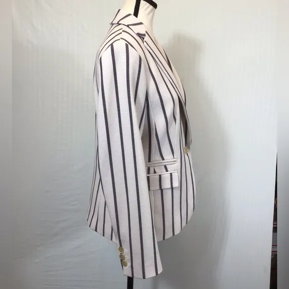 Talbots Aberdeen Womens Knit Blazer Size 6 Textured Ponte Striped Jacket