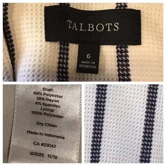 Talbots Aberdeen Womens Knit Blazer Size 6 Textured Ponte Striped Jacket