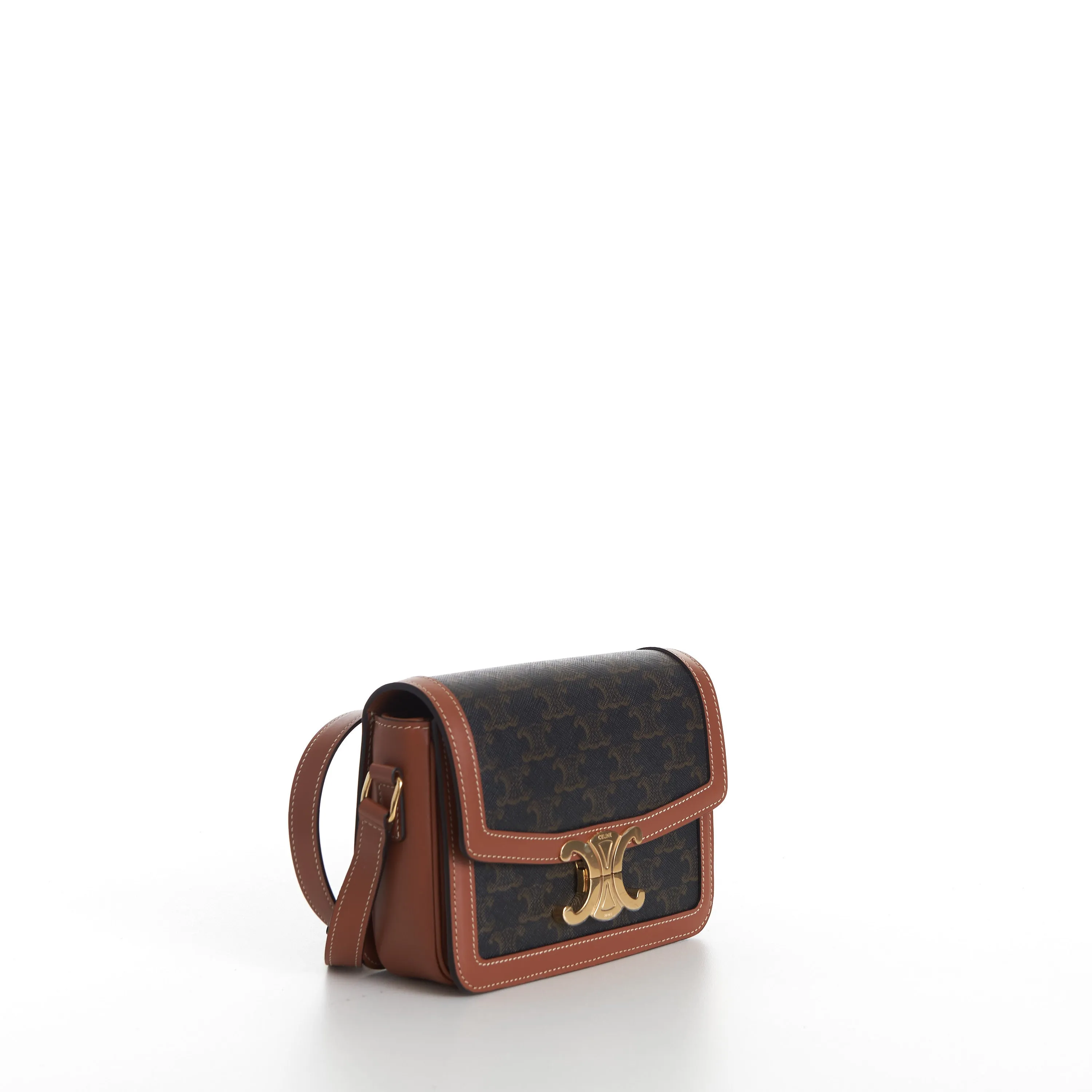 Teen Triomphe Bag In Brown Triomphe Canvas And Calfskin