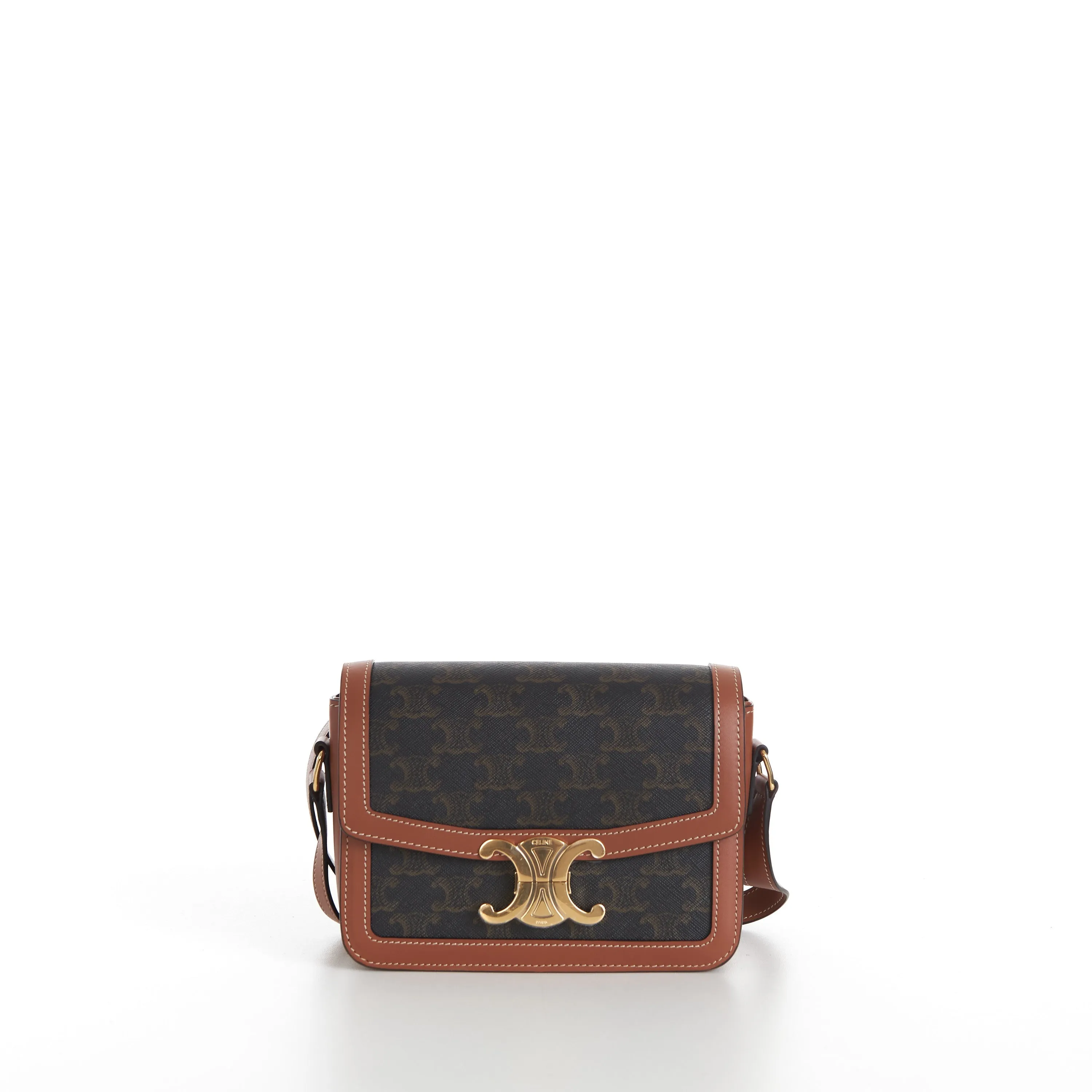 Teen Triomphe Bag In Brown Triomphe Canvas And Calfskin