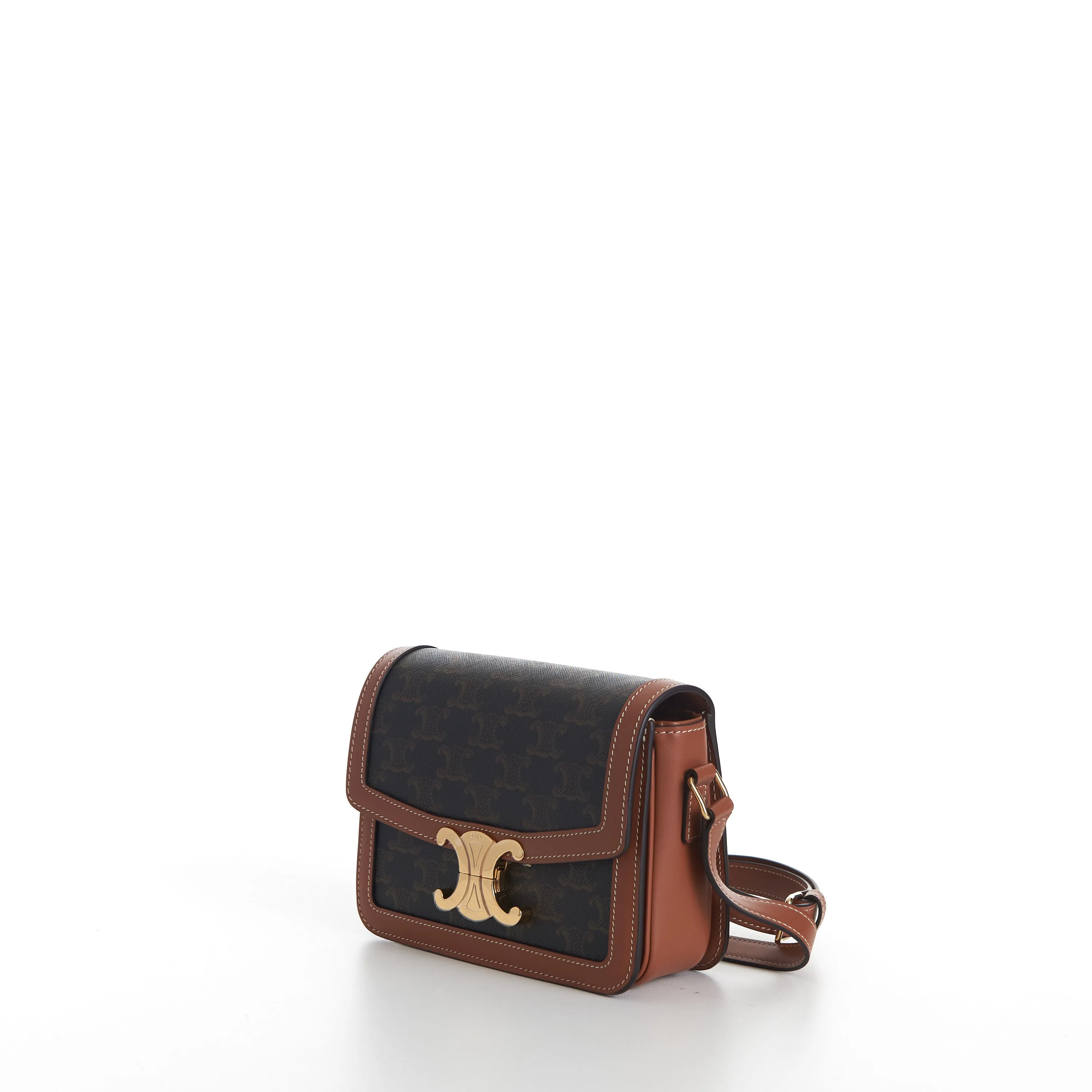 Teen Triomphe Bag In Brown Triomphe Canvas And Calfskin