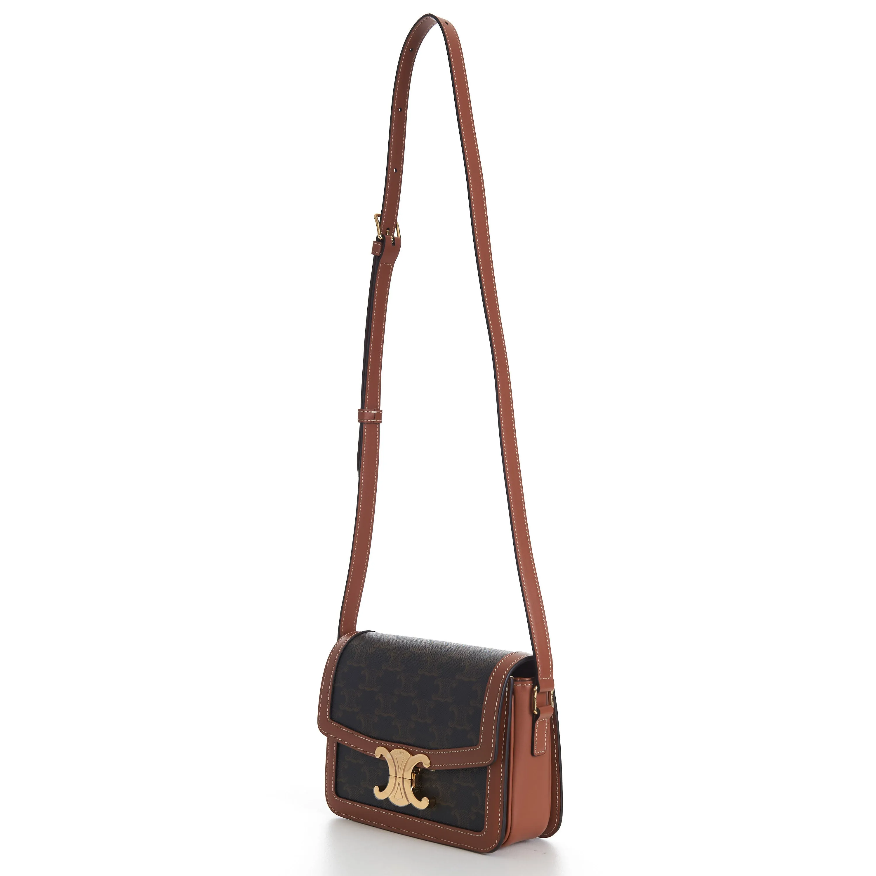 Teen Triomphe Bag In Brown Triomphe Canvas And Calfskin