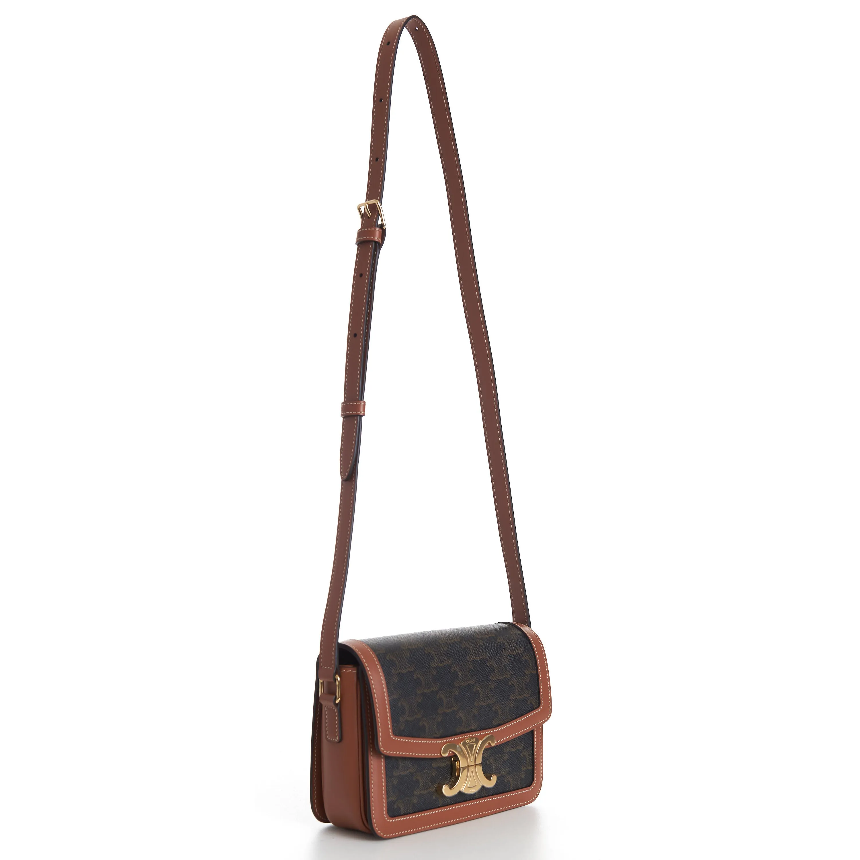 Teen Triomphe Bag In Brown Triomphe Canvas And Calfskin
