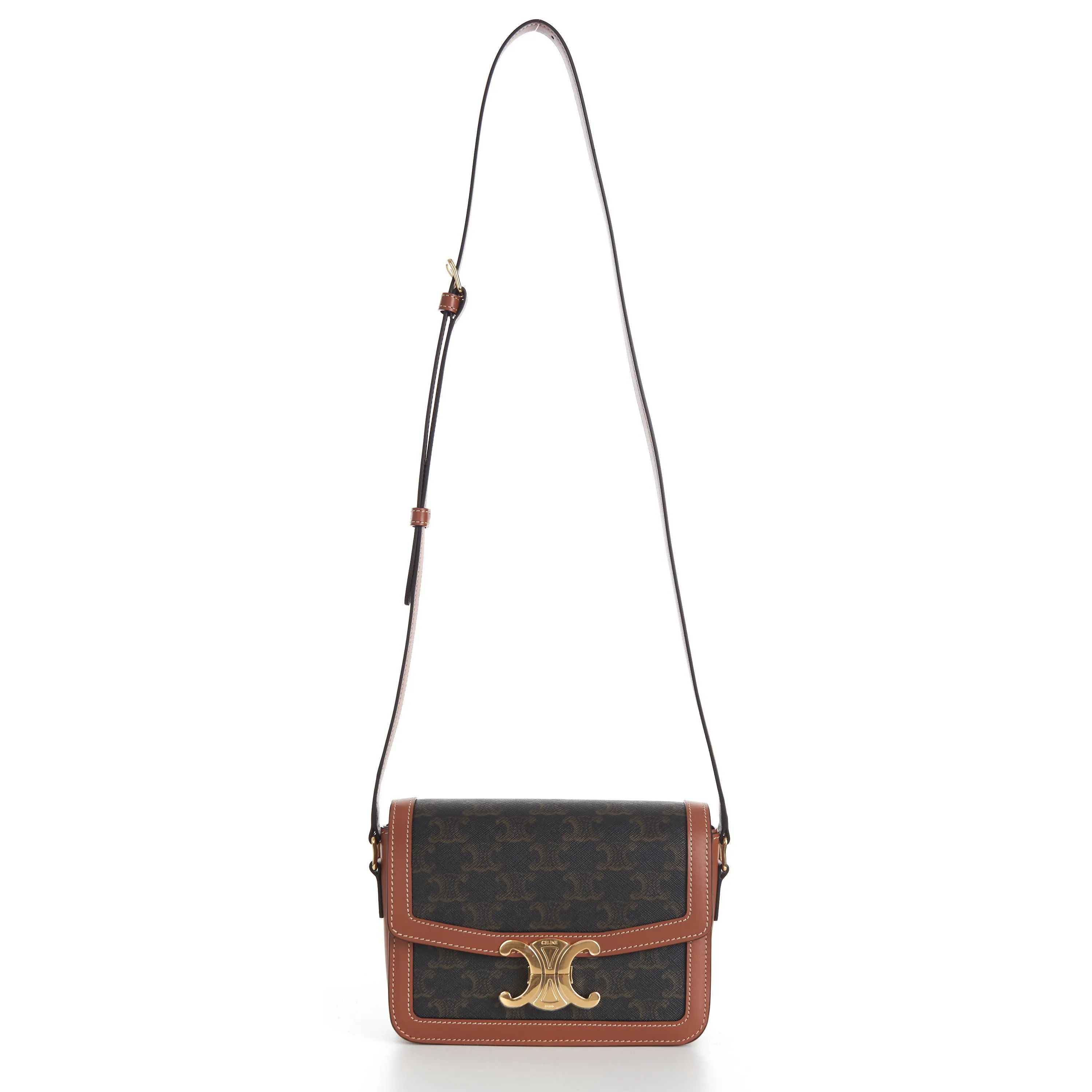 Teen Triomphe Bag In Brown Triomphe Canvas And Calfskin