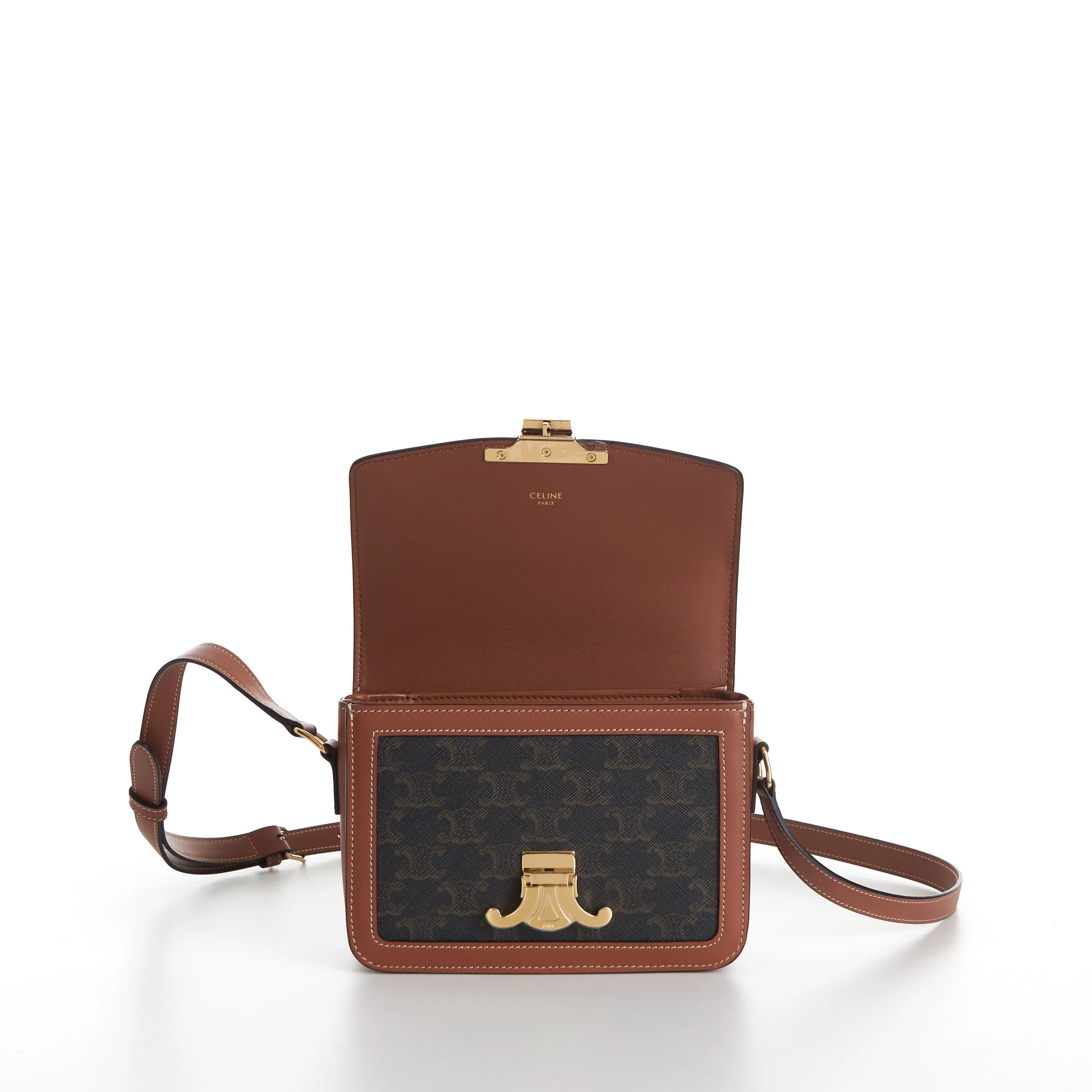 Teen Triomphe Bag In Brown Triomphe Canvas And Calfskin