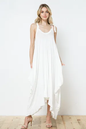 The Shoulder Tie Dress-White