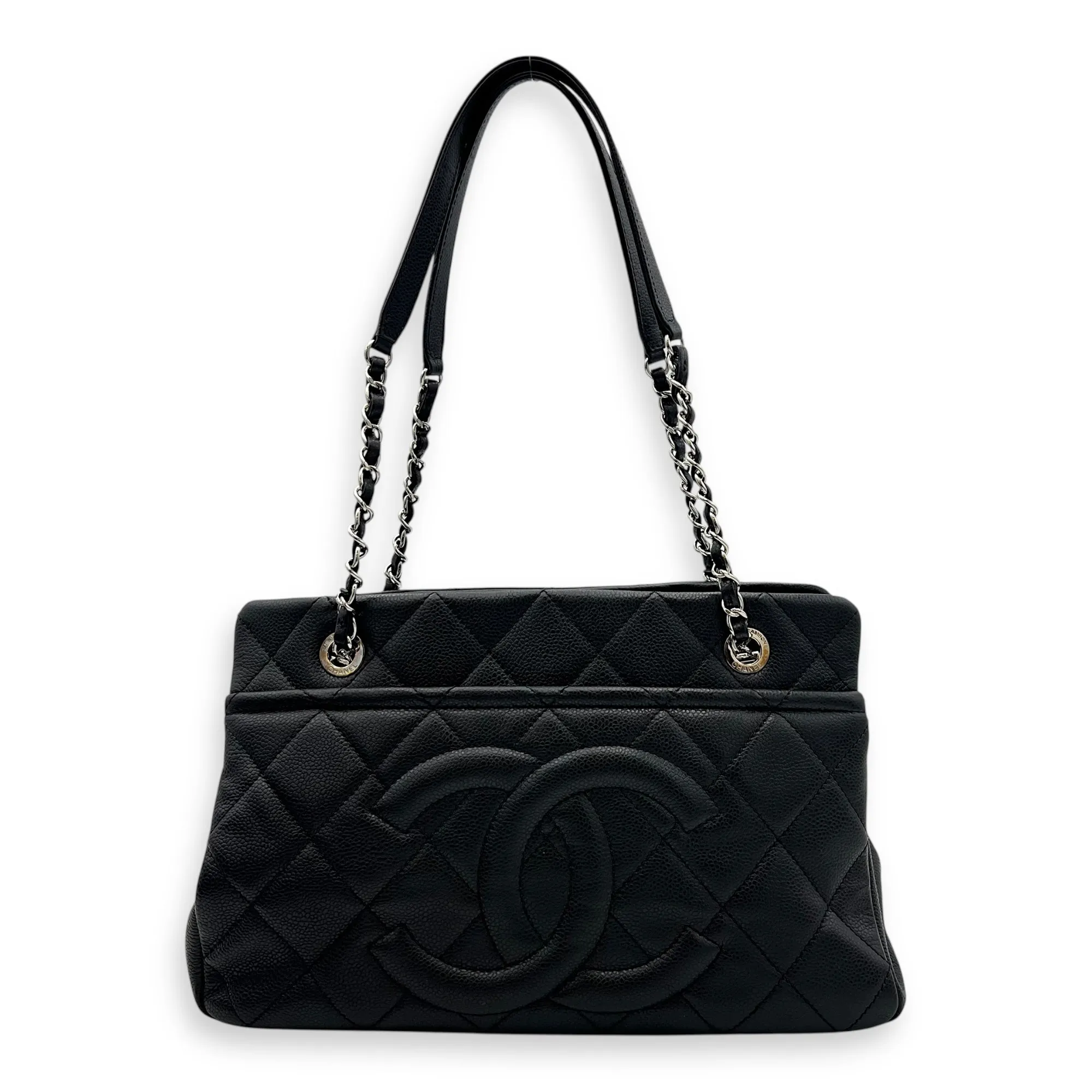 Timeless CC Black Tote Bag in Caviar Leather, Gold hardware