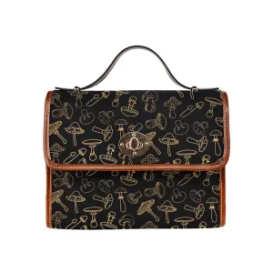 Tiny Mushrooms Black Canvas Purse