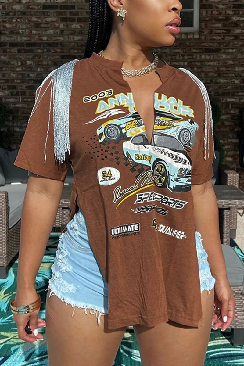 TN0102 Tassels Split Long Shirt