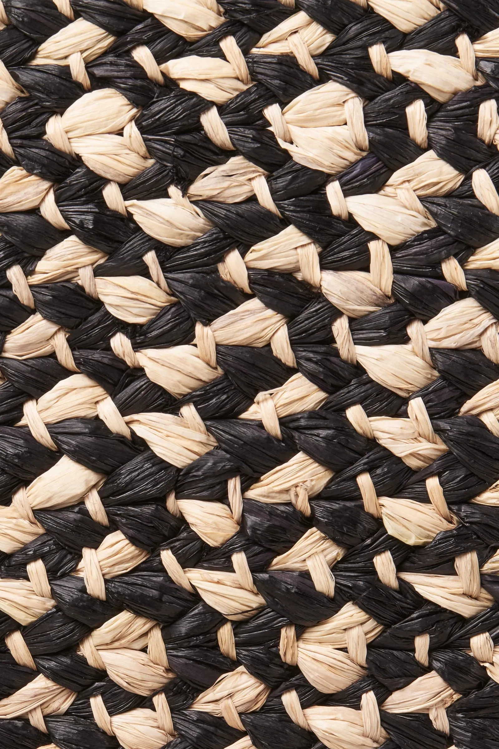 Top Handle Raffia Tote / Black Mélange