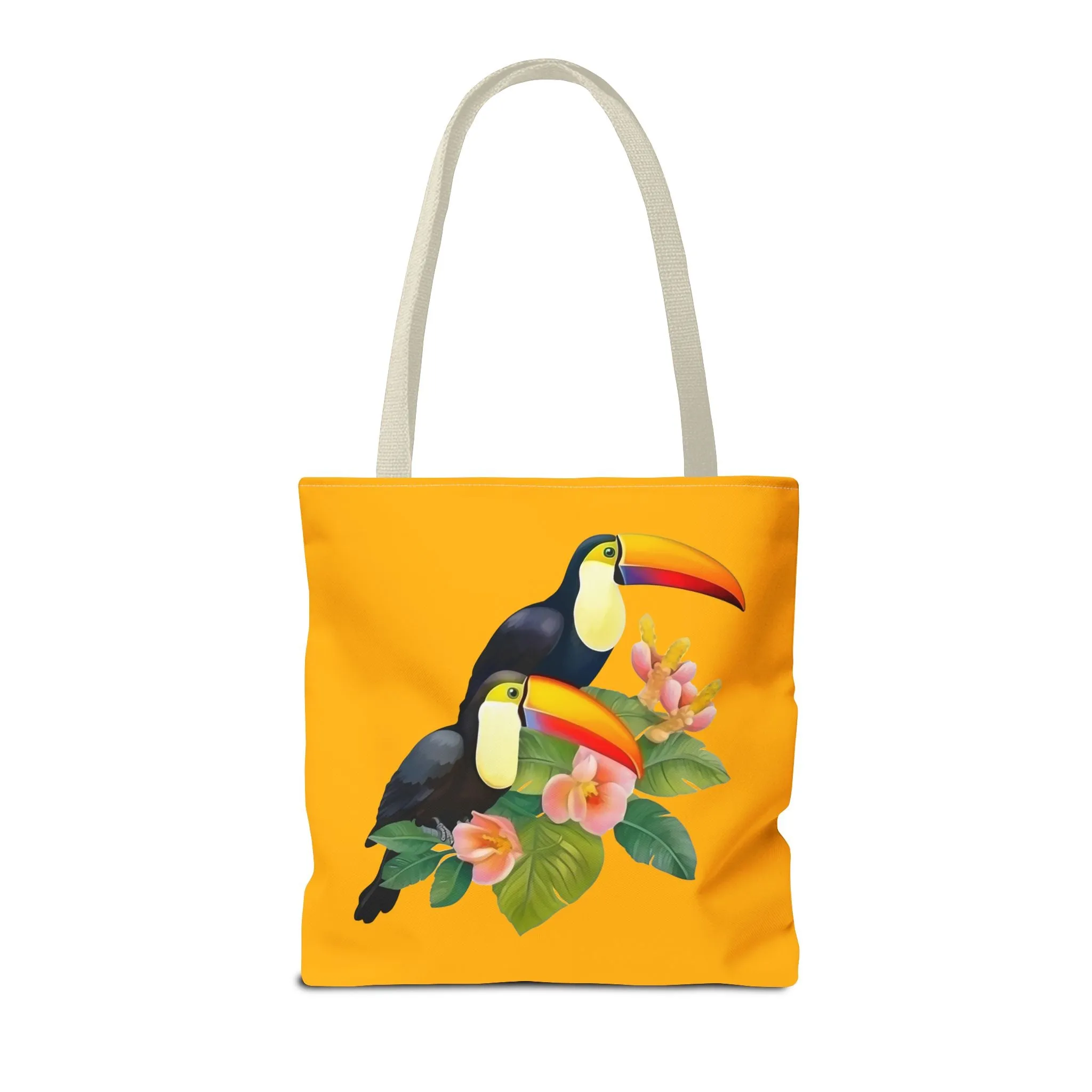 Toucan Go Anywhere! Gold Tote Bag - Take the Tropics with You, Anywhere You Go! Available in 3 sizes.