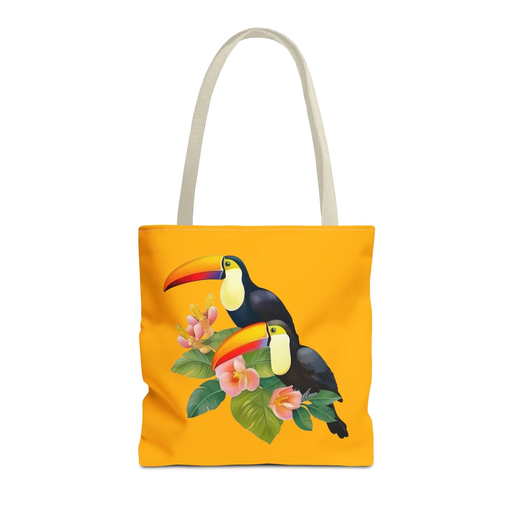 Toucan Go Anywhere! Gold Tote Bag - Take the Tropics with You, Anywhere You Go! Available in 3 sizes.