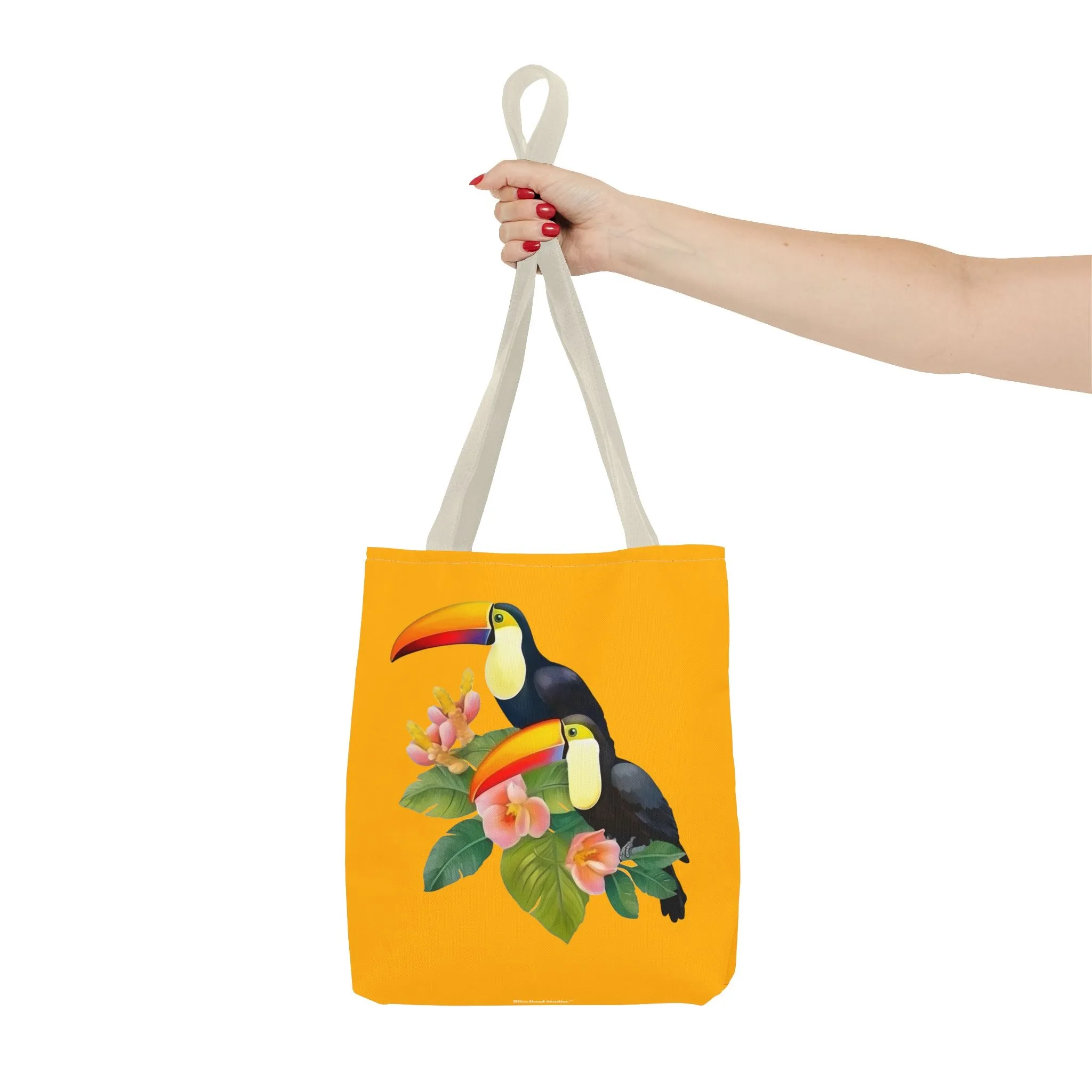 Toucan Go Anywhere! Gold Tote Bag - Take the Tropics with You, Anywhere You Go! Available in 3 sizes.